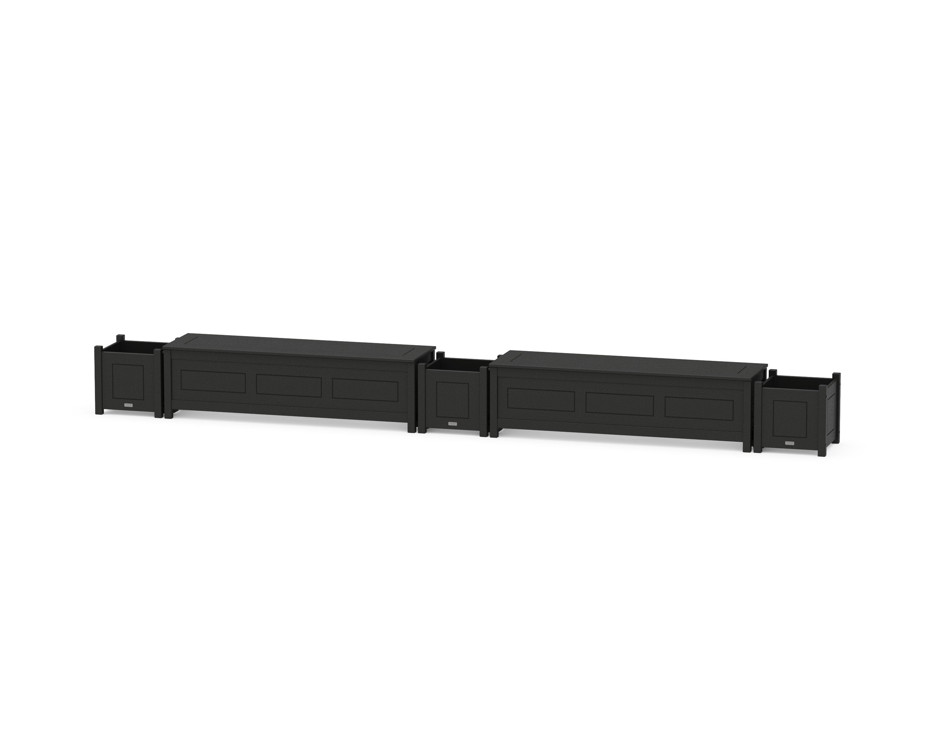 60" Country Living Straight Double Planter Storage Bench Set in Black