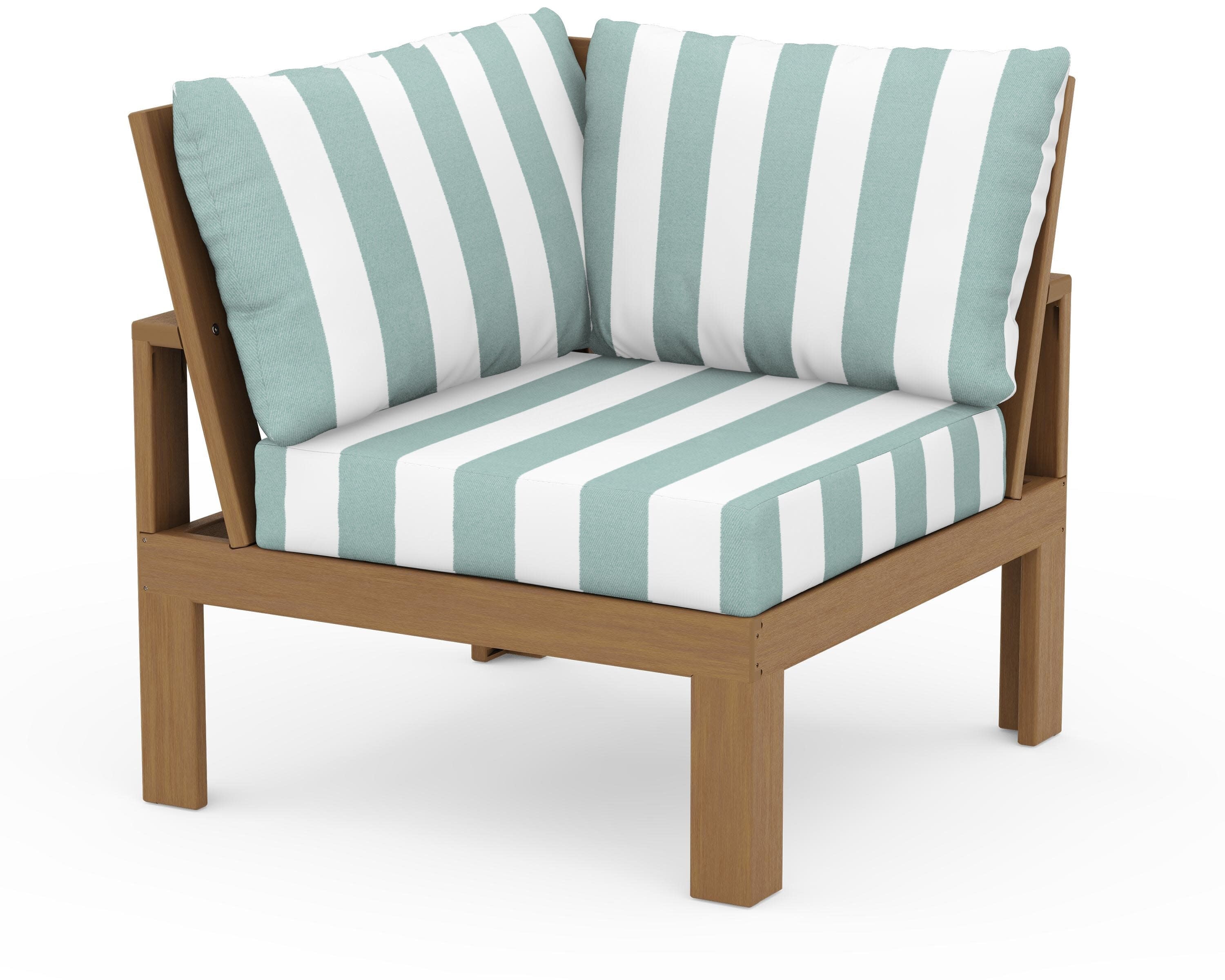 Modular Corner Chair in Natural / Cabana Stripe Glacier Spa