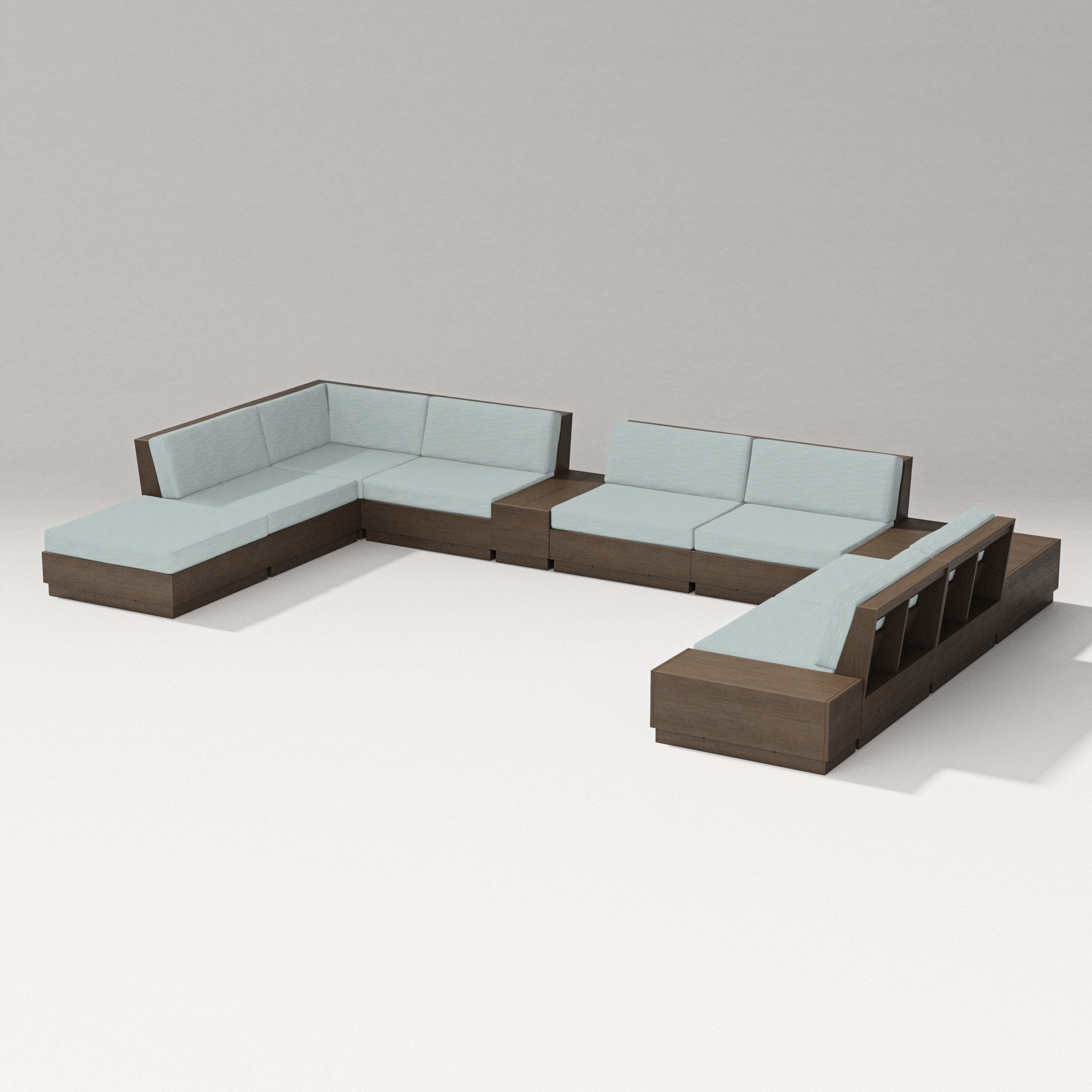 Elevate 11-Piece Conversation Sectional Set in Kona / Soothe Mist