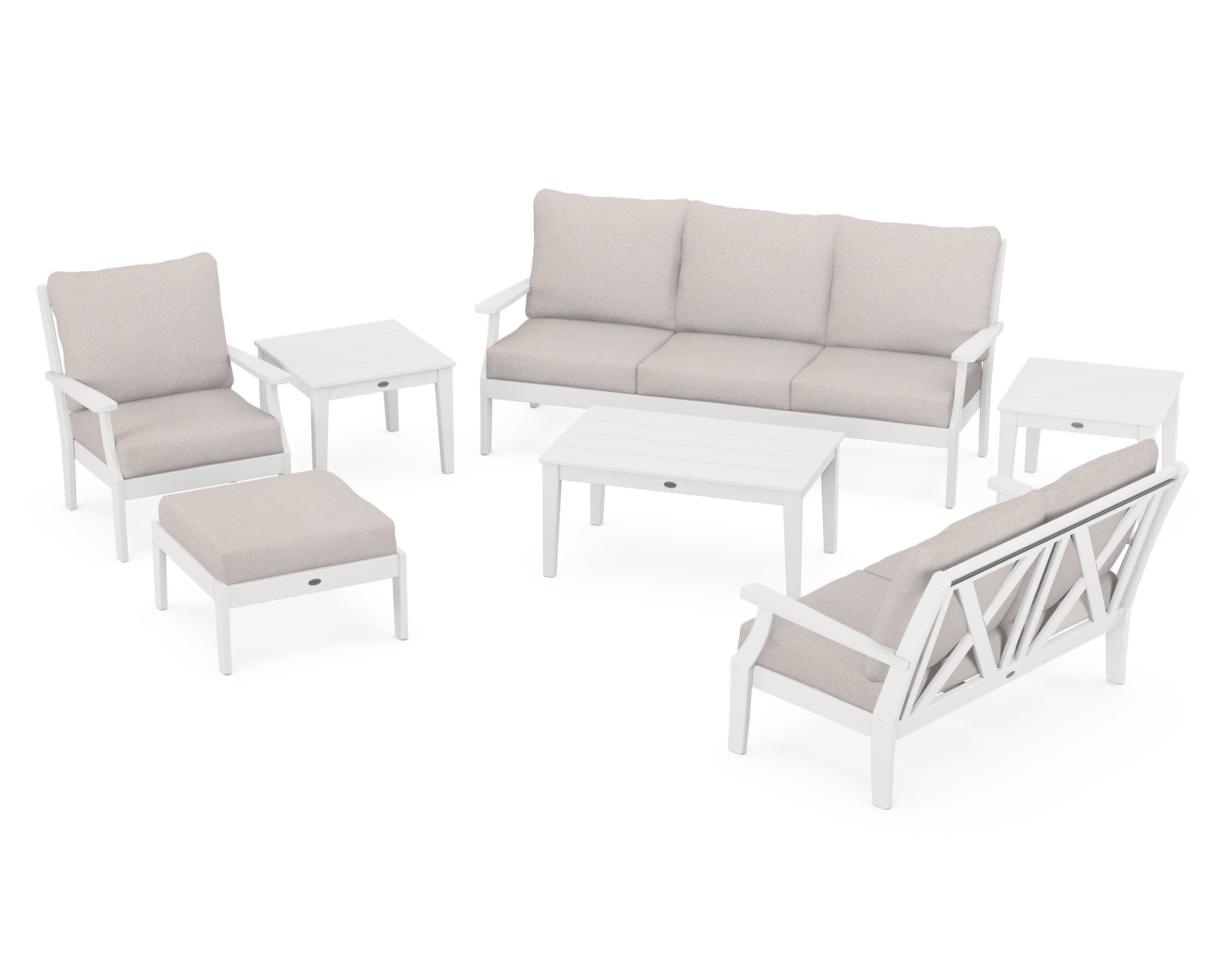 Braxton 7-Piece Deep Seating Set in White / Dune Burlap