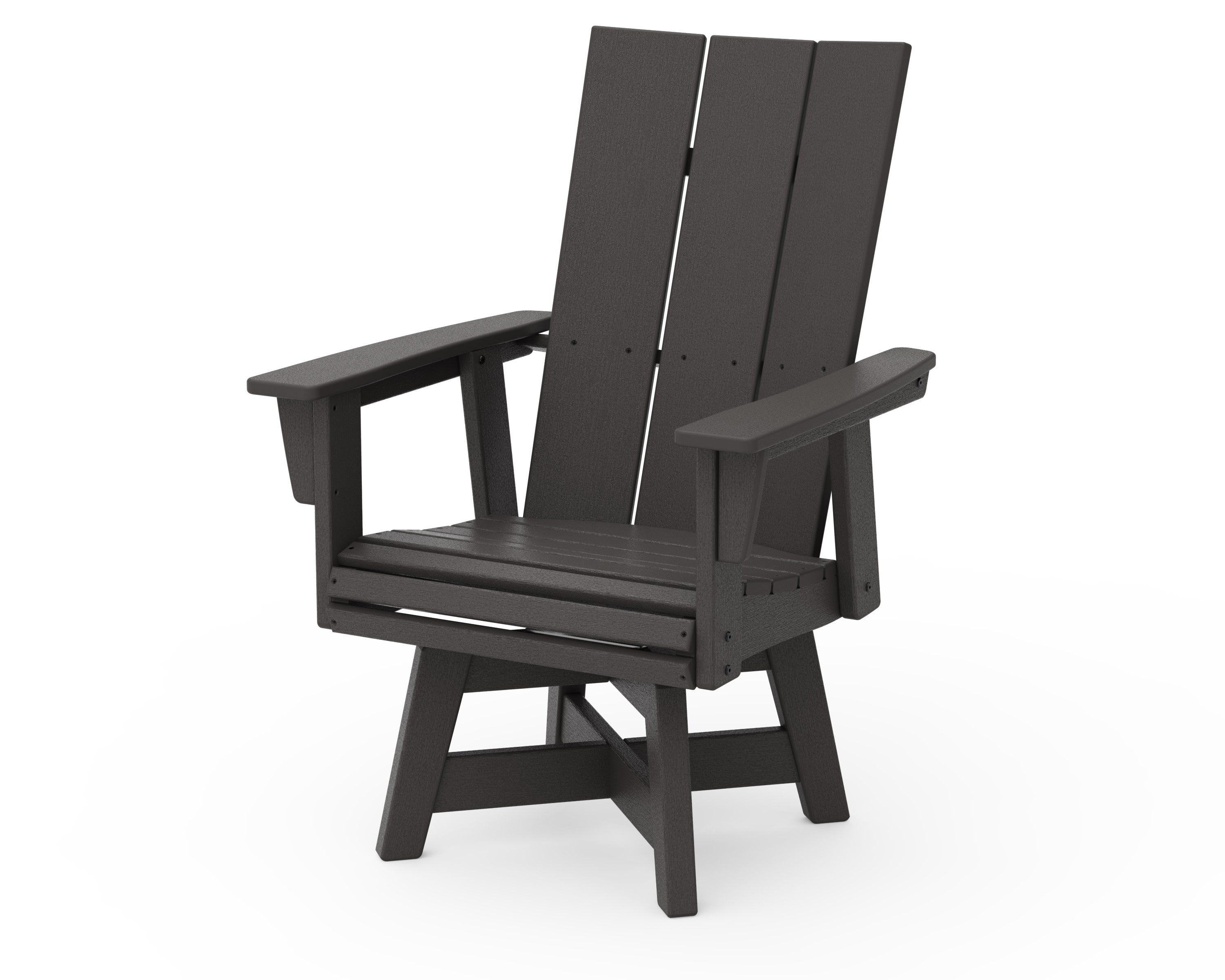 Modern Curveback Adirondack Swivel Dining Chair in Vintage Coffee