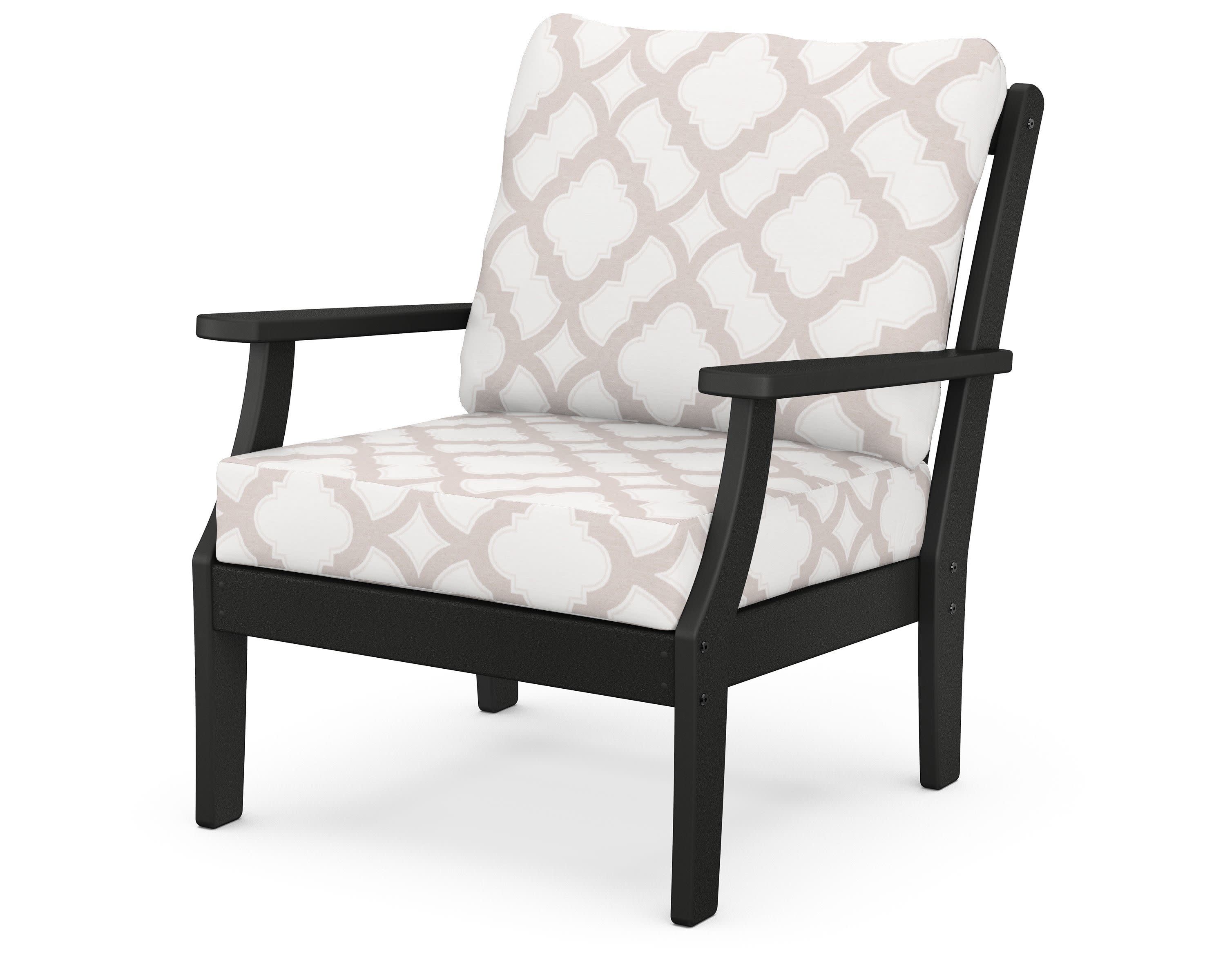 Braxton Deep Seating Chair in Black / Trellis Dune Burlap