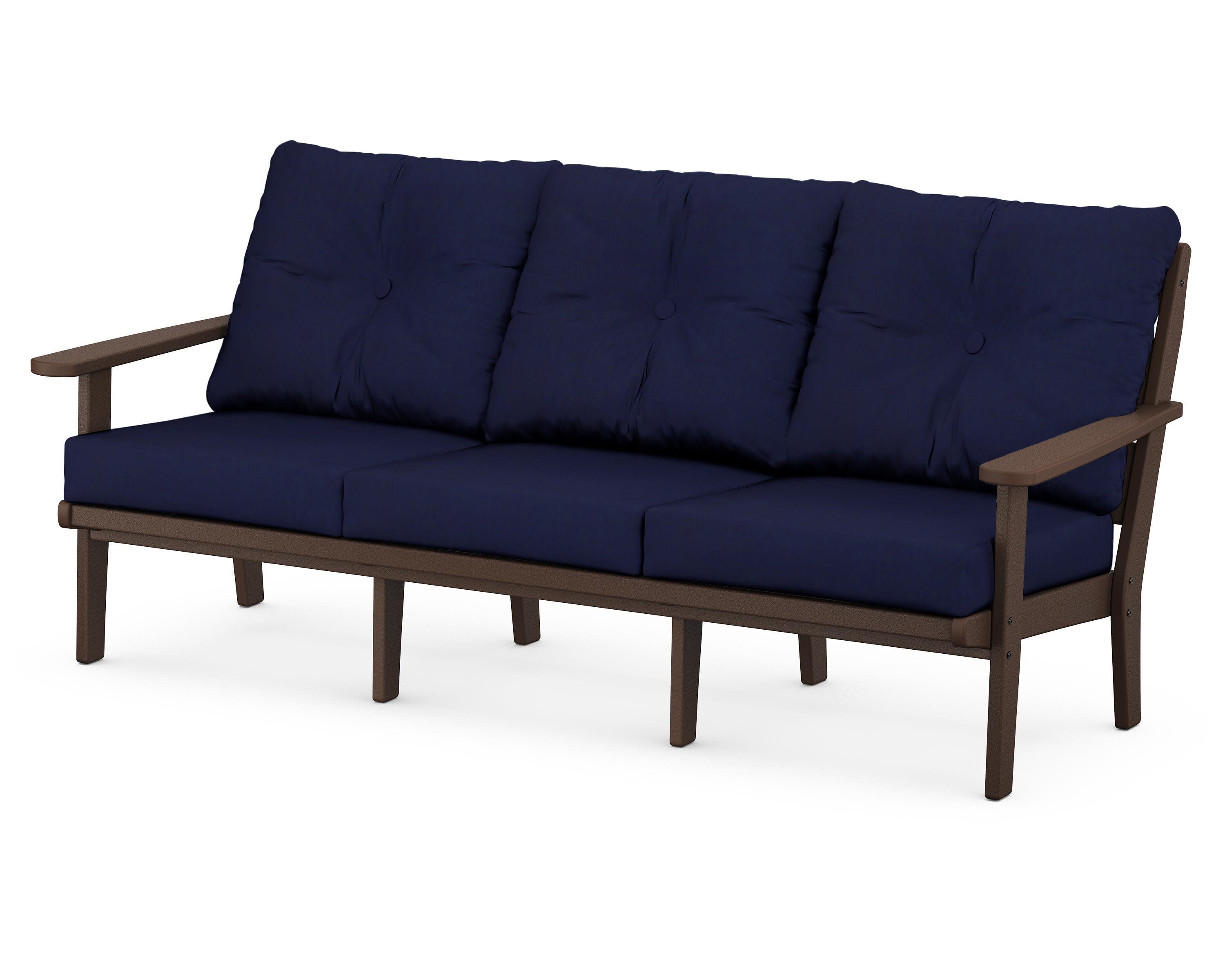 Lakeside Deep Seating Sofa in Mahogany / Navy