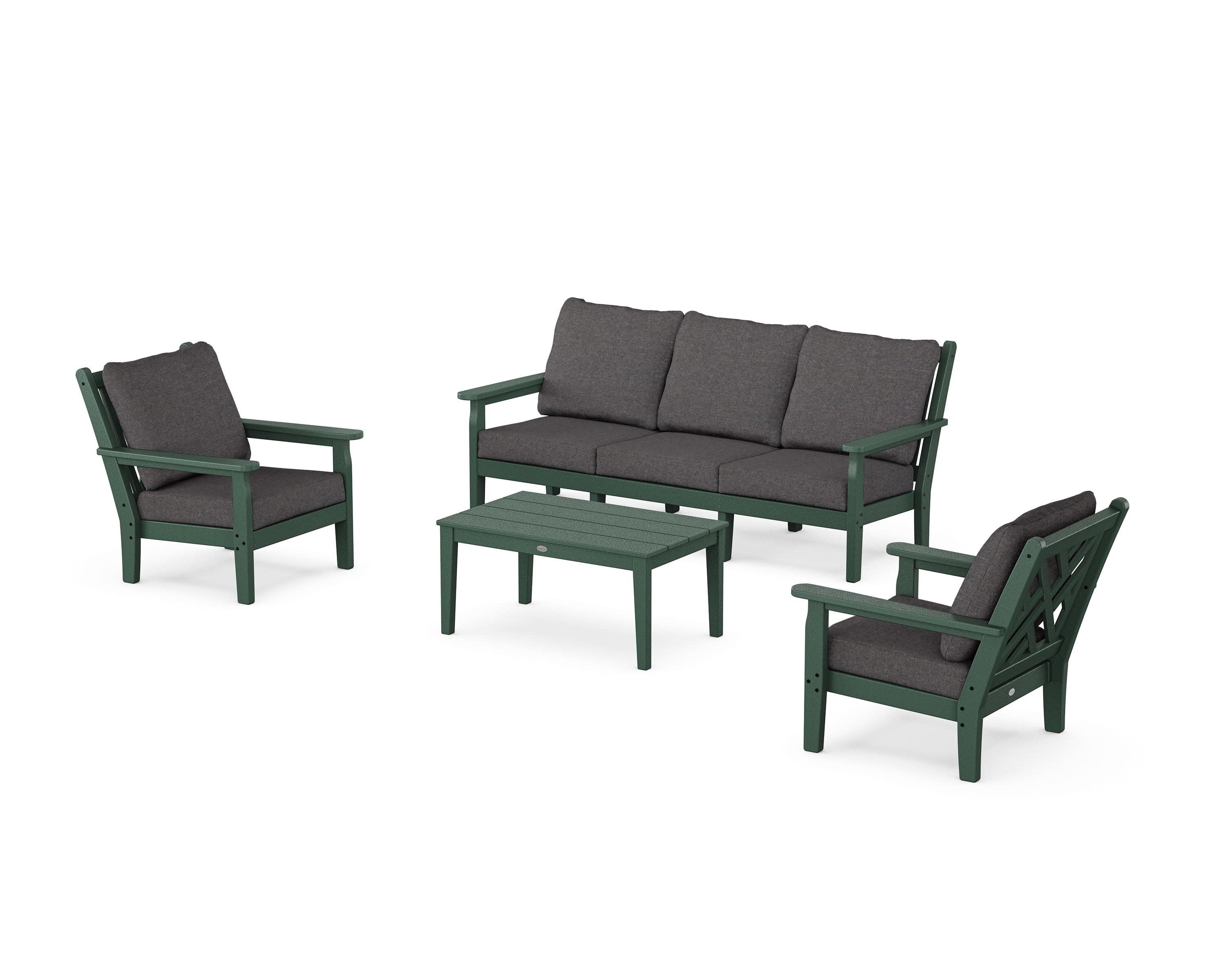 Chippendale 4-Piece Deep Seating Set with Sofa in Green / Ash Charcoal