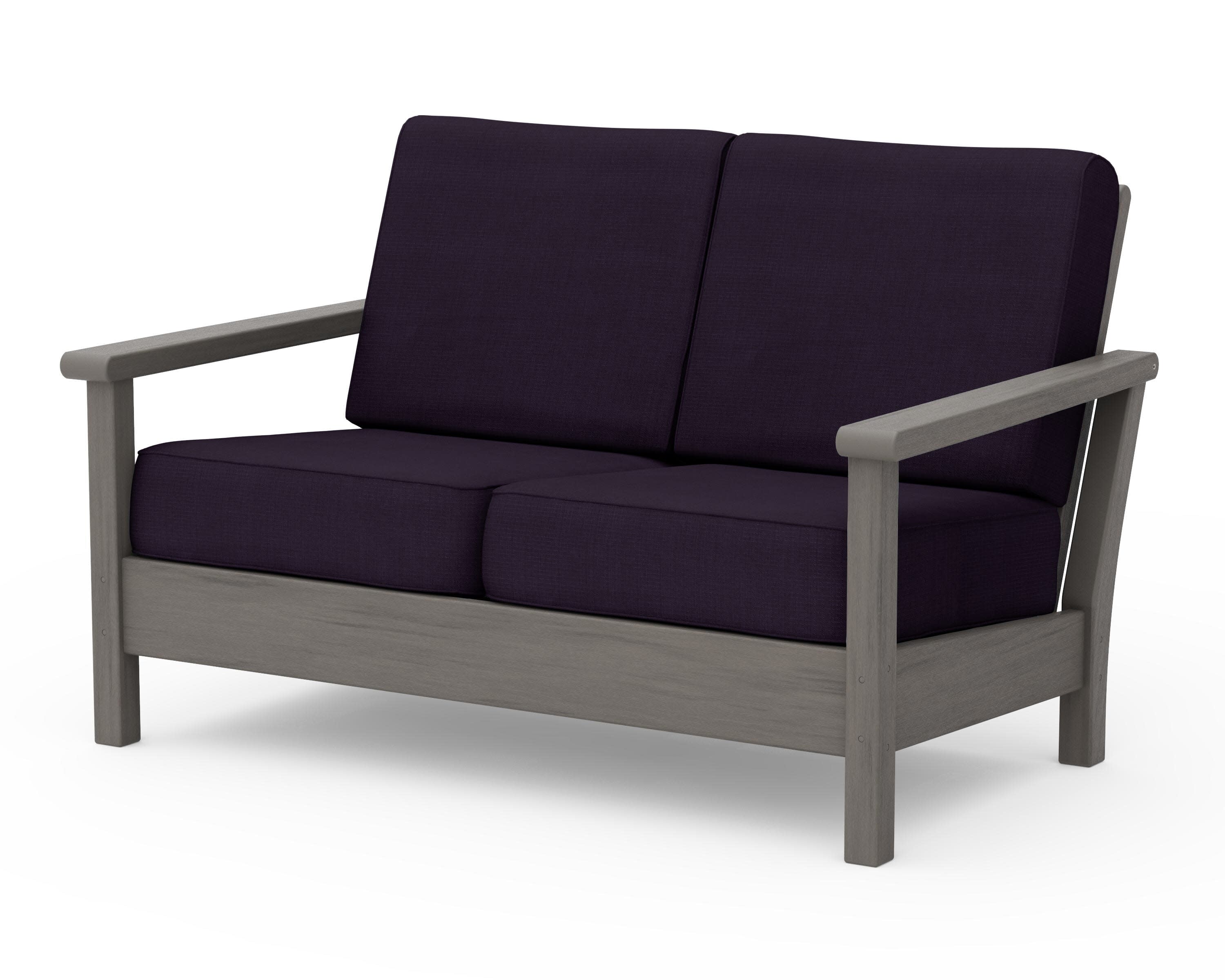 Harbour Deep Seating Loveseat in Driftwood / Navy Linen