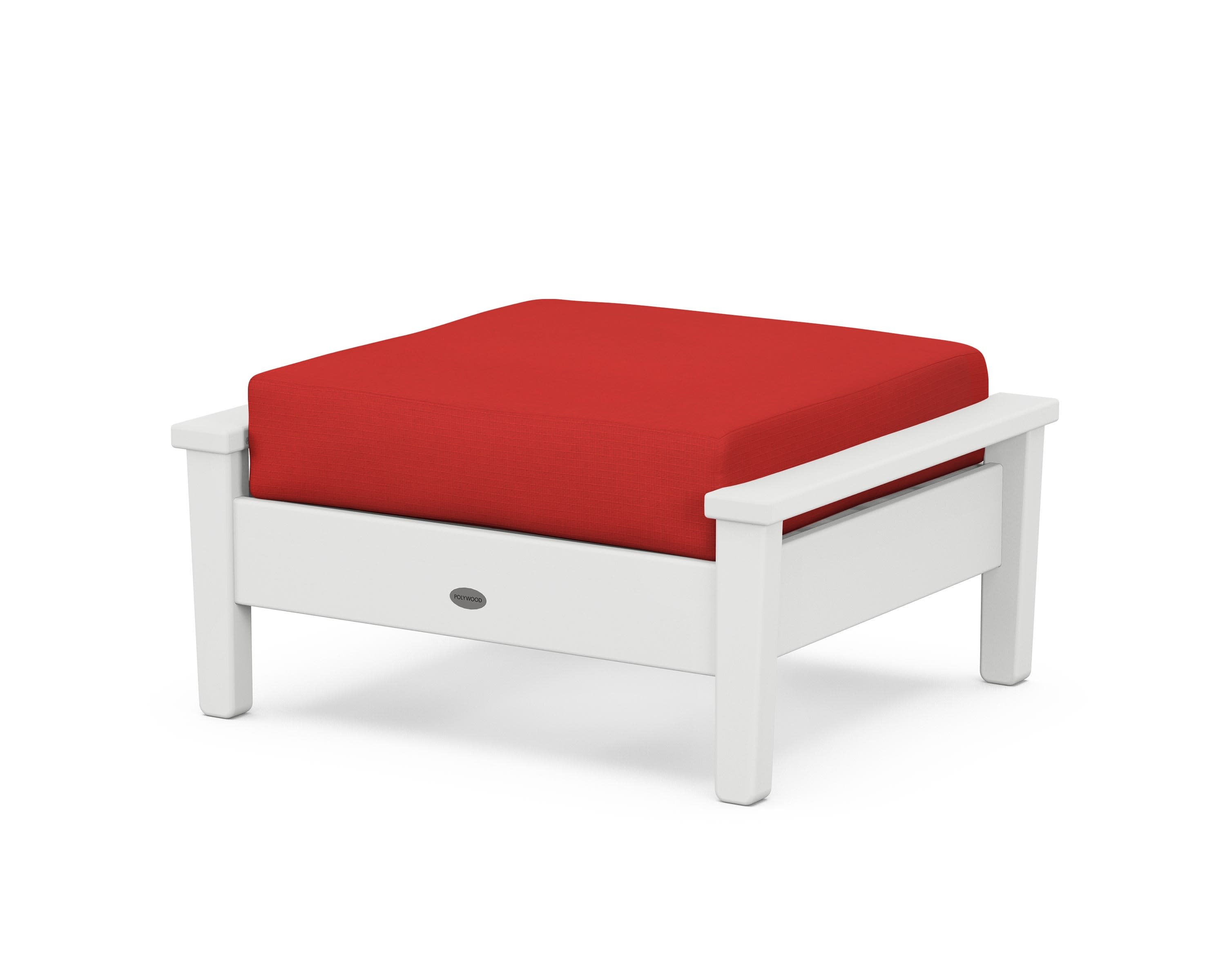 Prescott Deep Seating Ottoman in White / Crimson Linen
