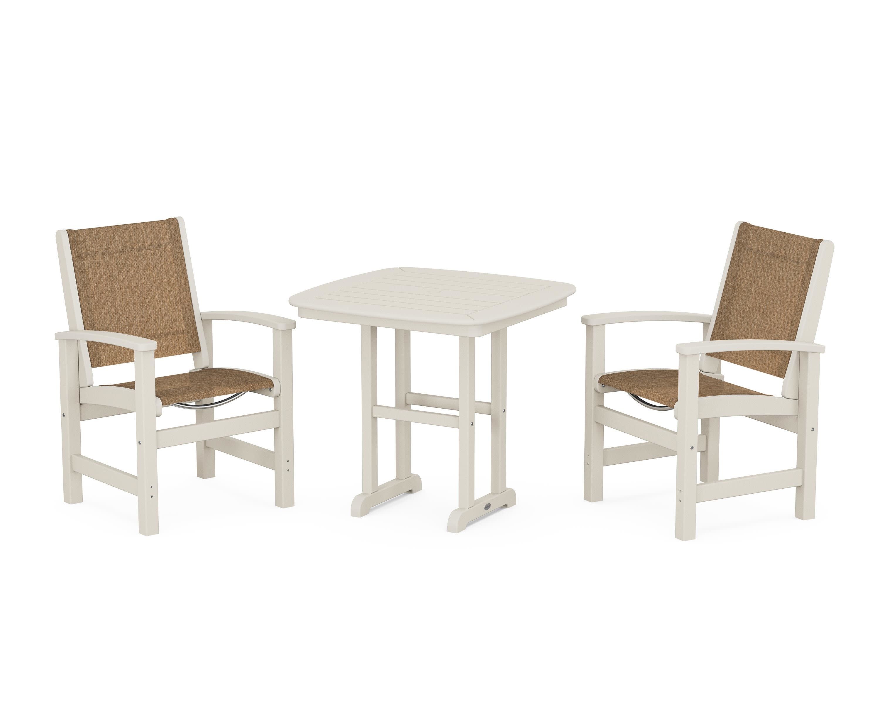 Coastal 3-Piece Dining Set in Sand / Burlap Sling