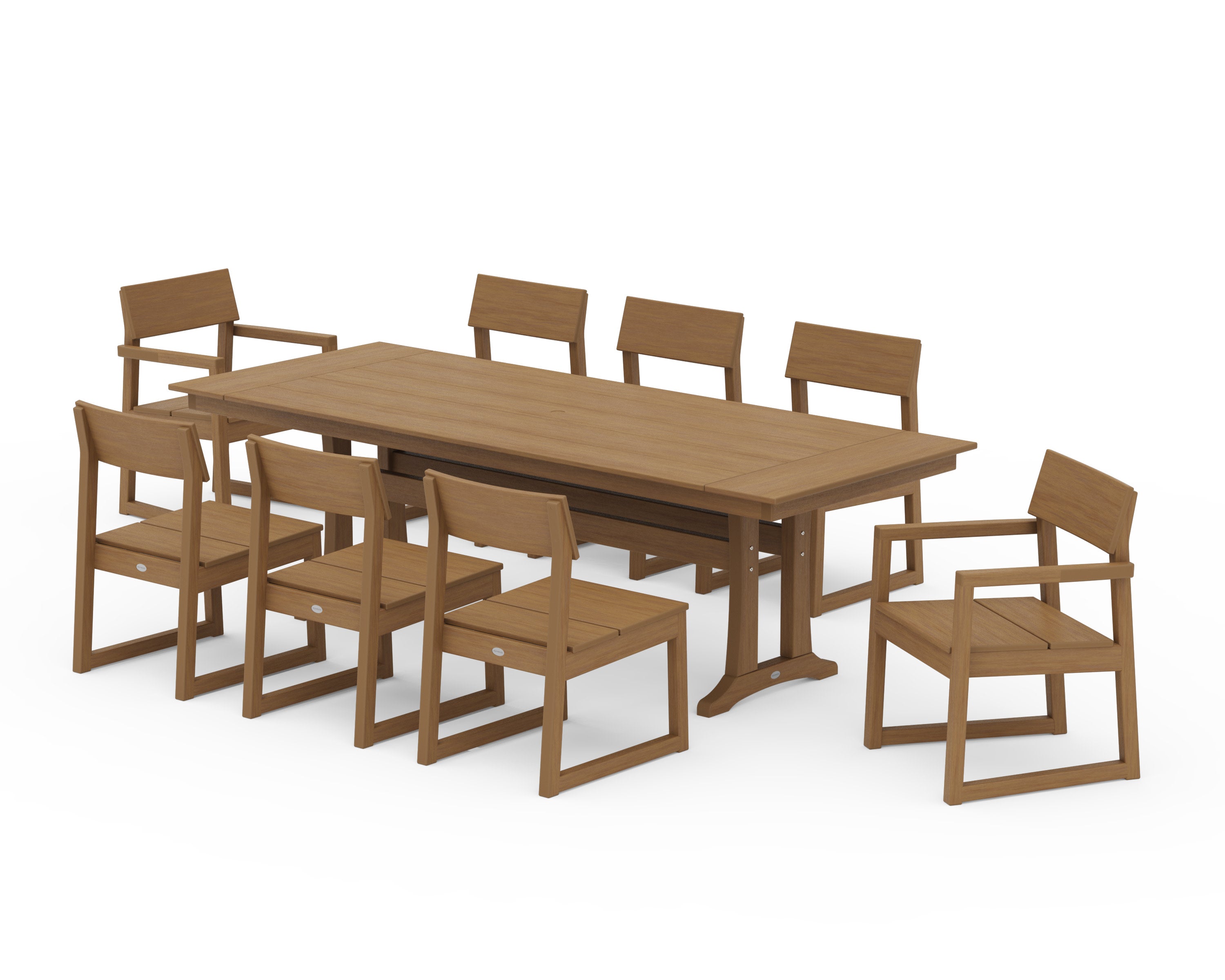 EDGE 9-Piece Farmhouse Dining Set with Trestle Legs in Natural