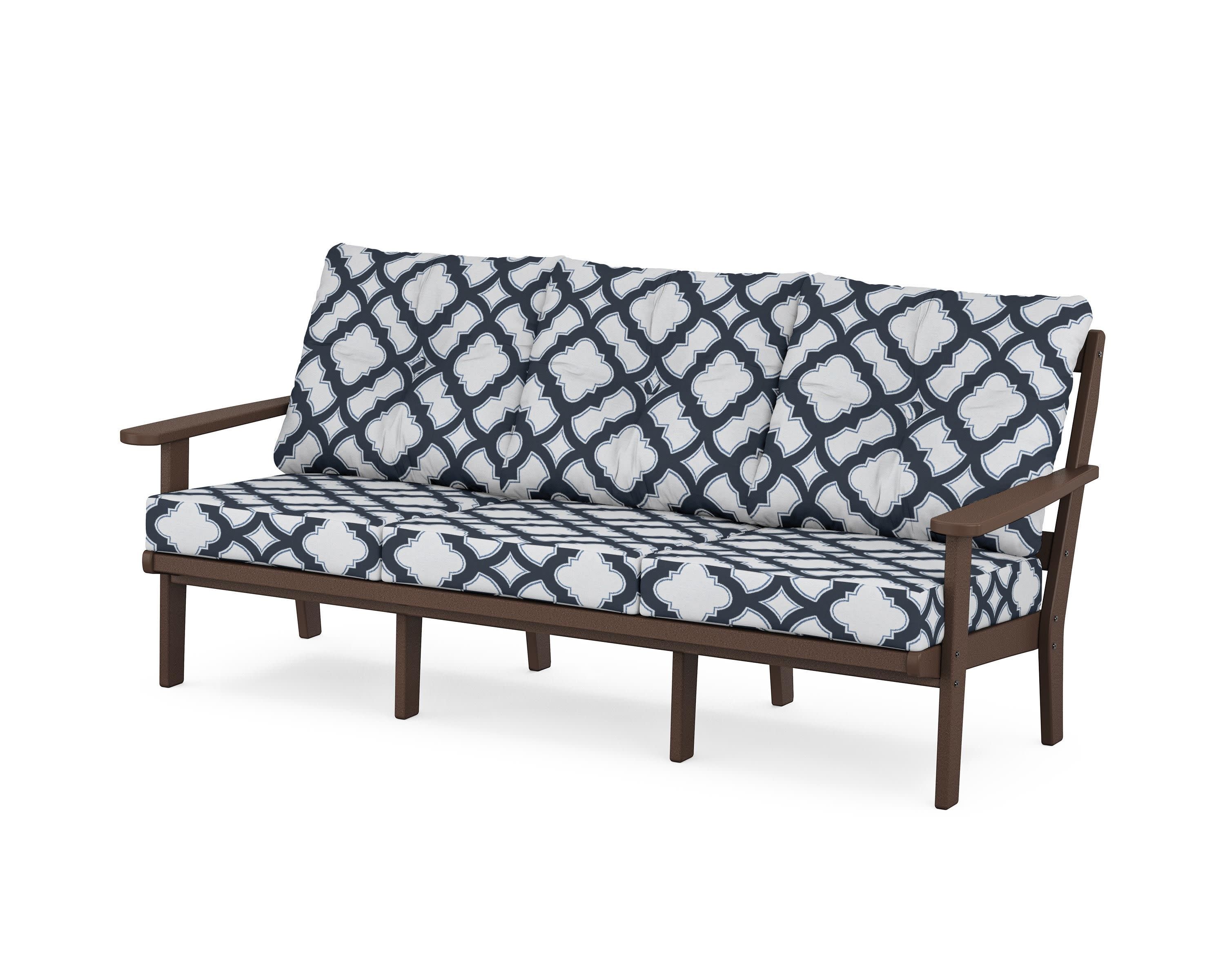 Mission Deep Seating Sofa in Mahogany / Trellis Marine Indigo