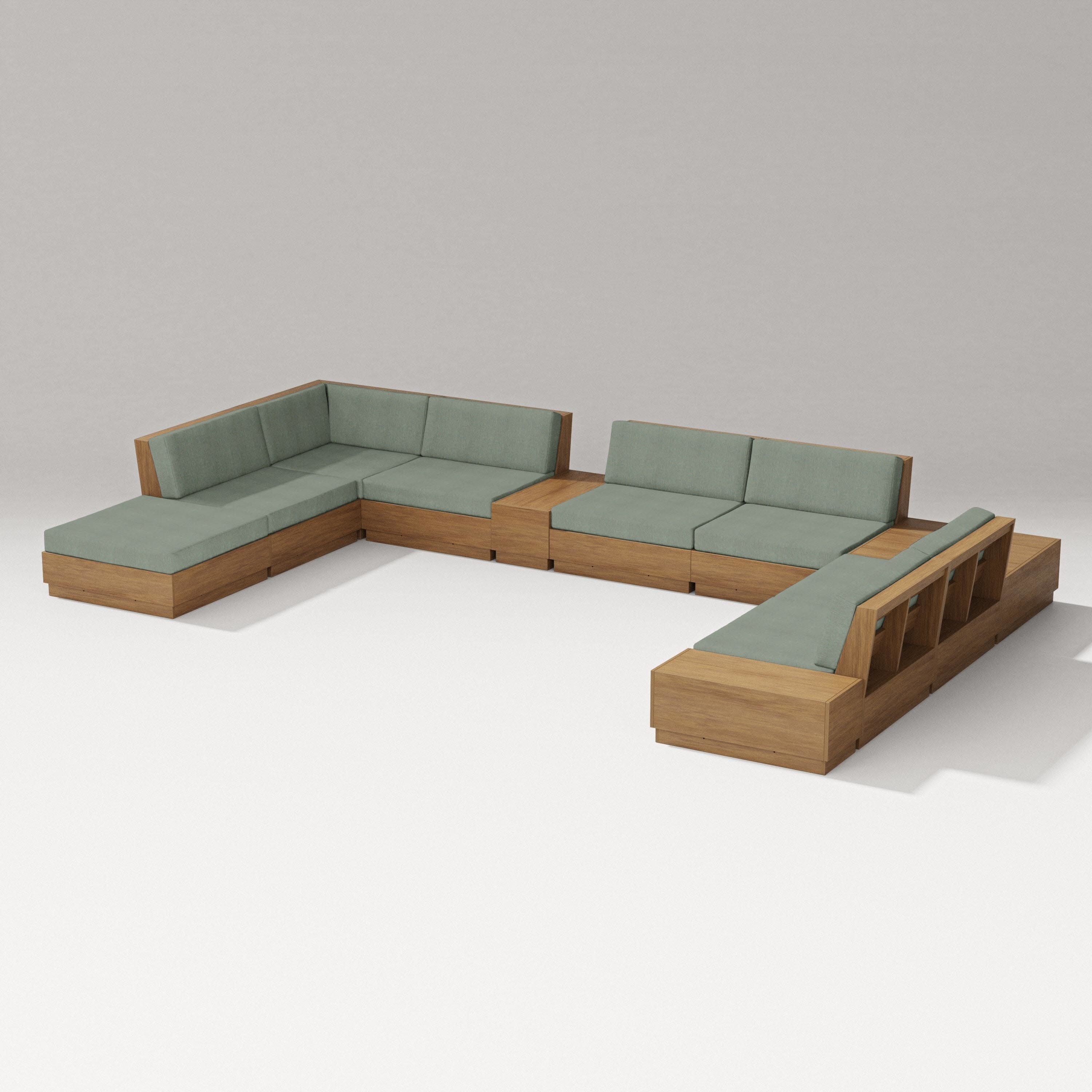 Elevate 11-Piece Conversation Sectional Set in Natural / Cast Sage