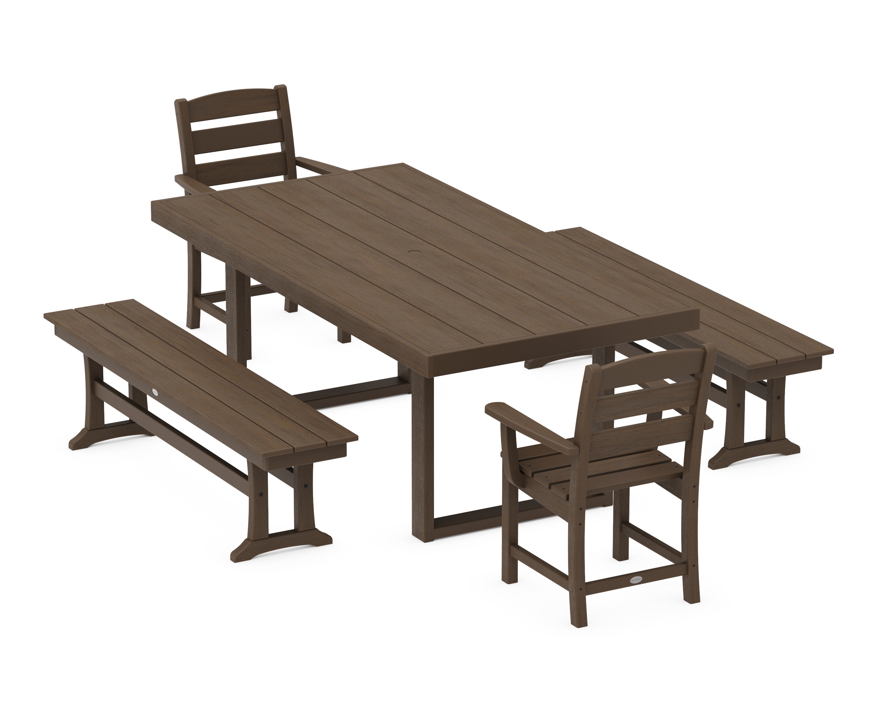 Lakeside 5-Piece Dining Set with Benches in Kona