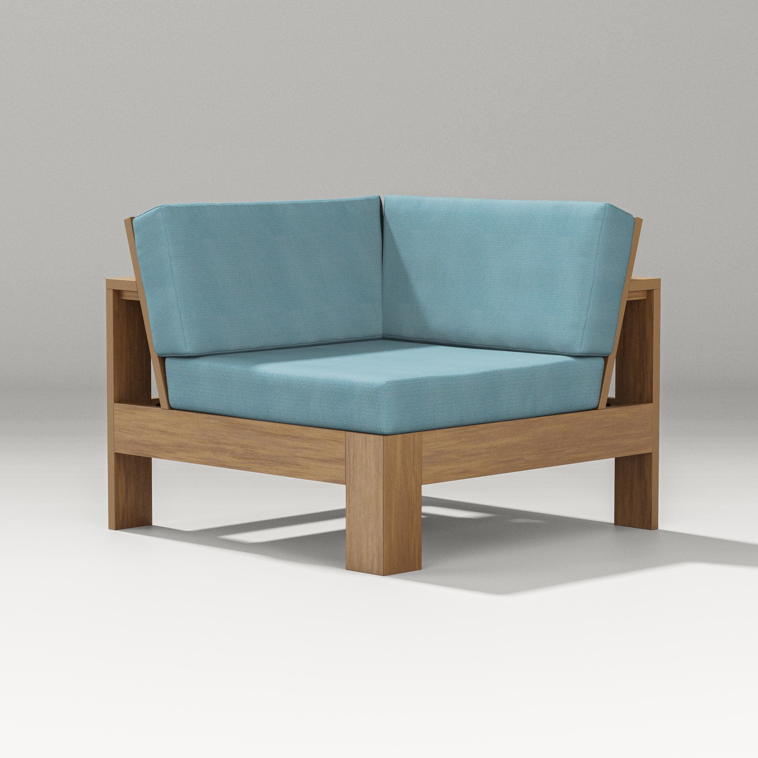 Latitude Modular Corner Chair in Natural / Lattice Sky Blue