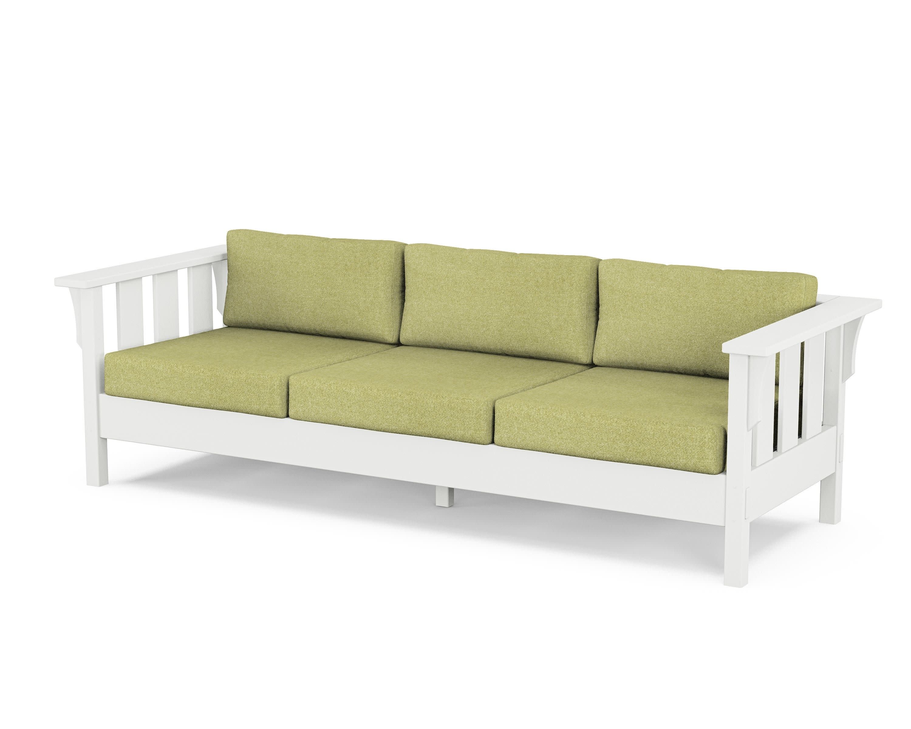 Acadia Deep Seating Sofa in White / Chartreuse Boucle