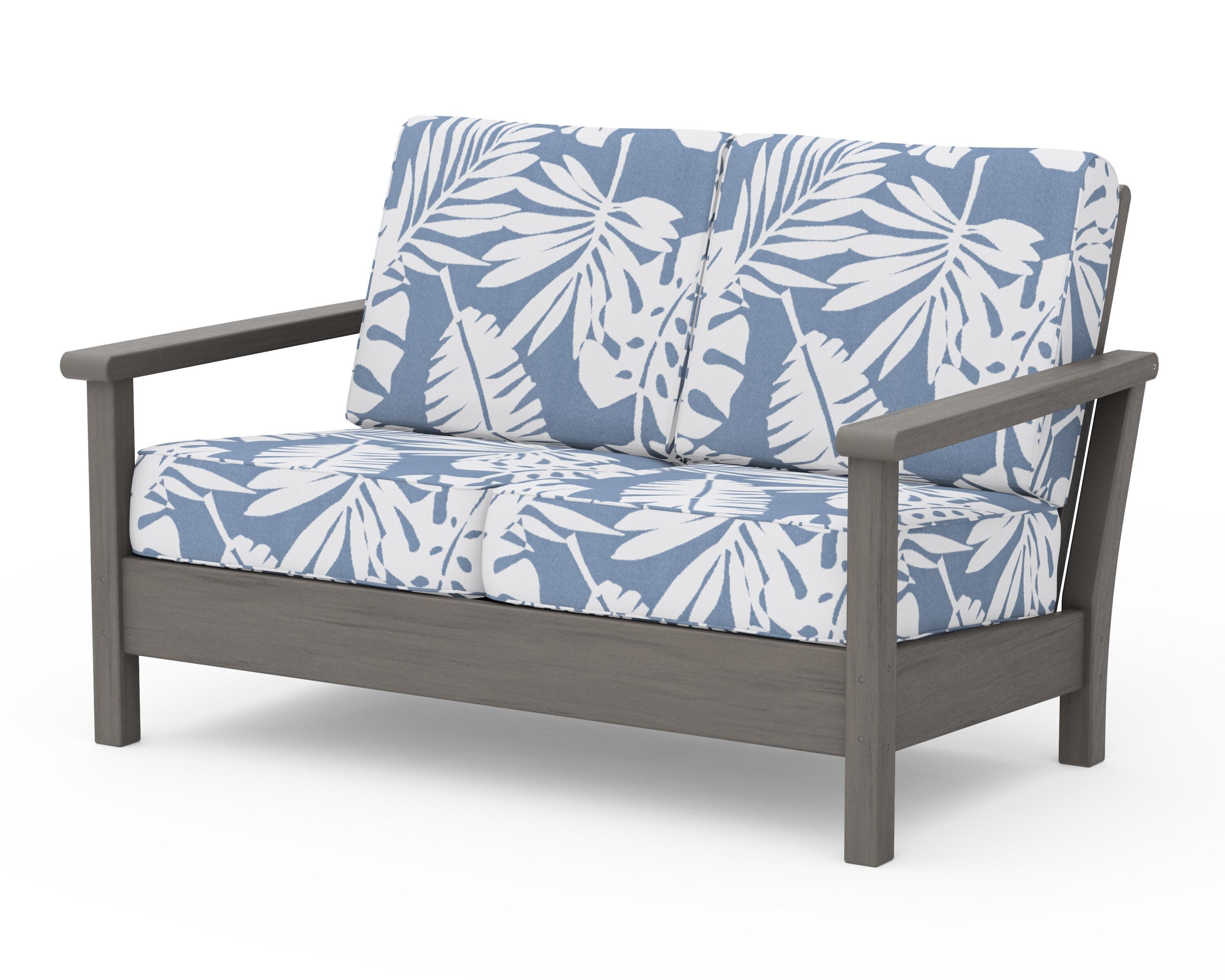 Harbour Deep Seating Loveseat in Driftwood / Leaf Sky Blue