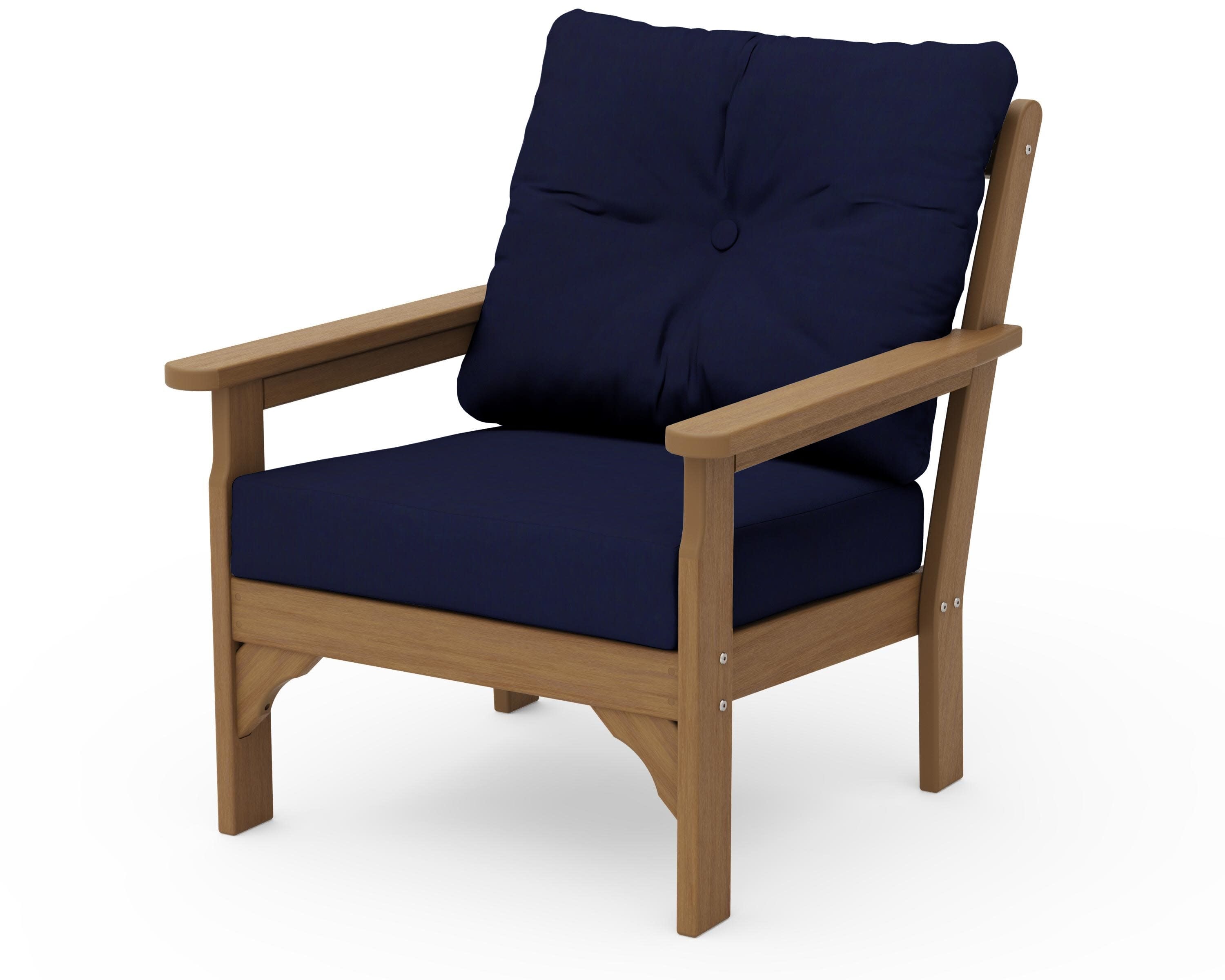 Vineyard Deep Seating Chair in Natural / Navy