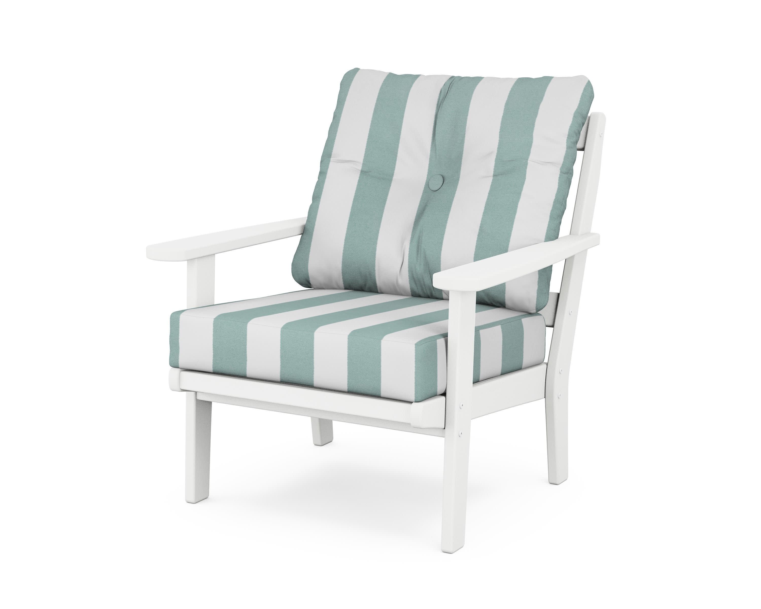 Mission Deep Seating Chair in White / Cabana Stripe Glacier Spa