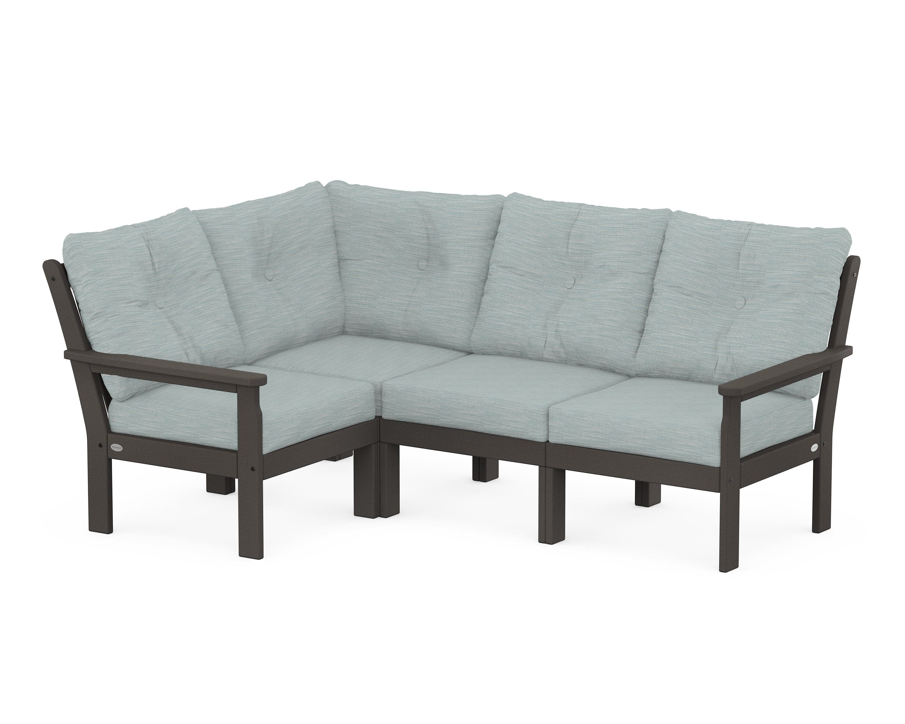 Vineyard 4-Piece Sectional in Vintage Coffee / Soothe Mist