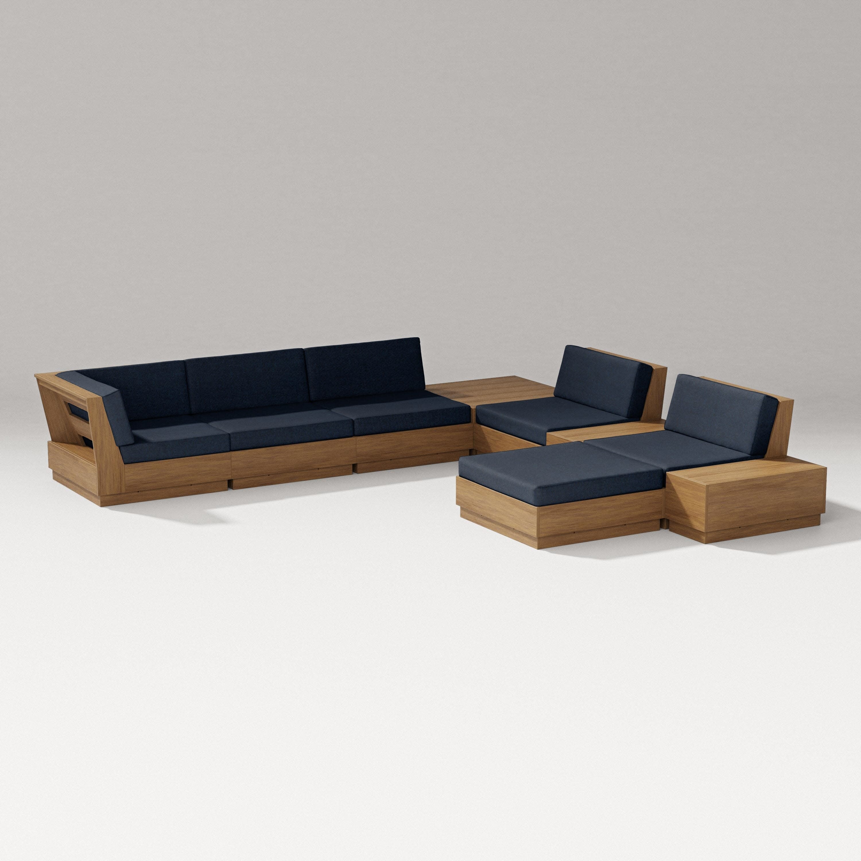 Elevate 9-Piece Conversation Sectional in Natural / Marine Indigo