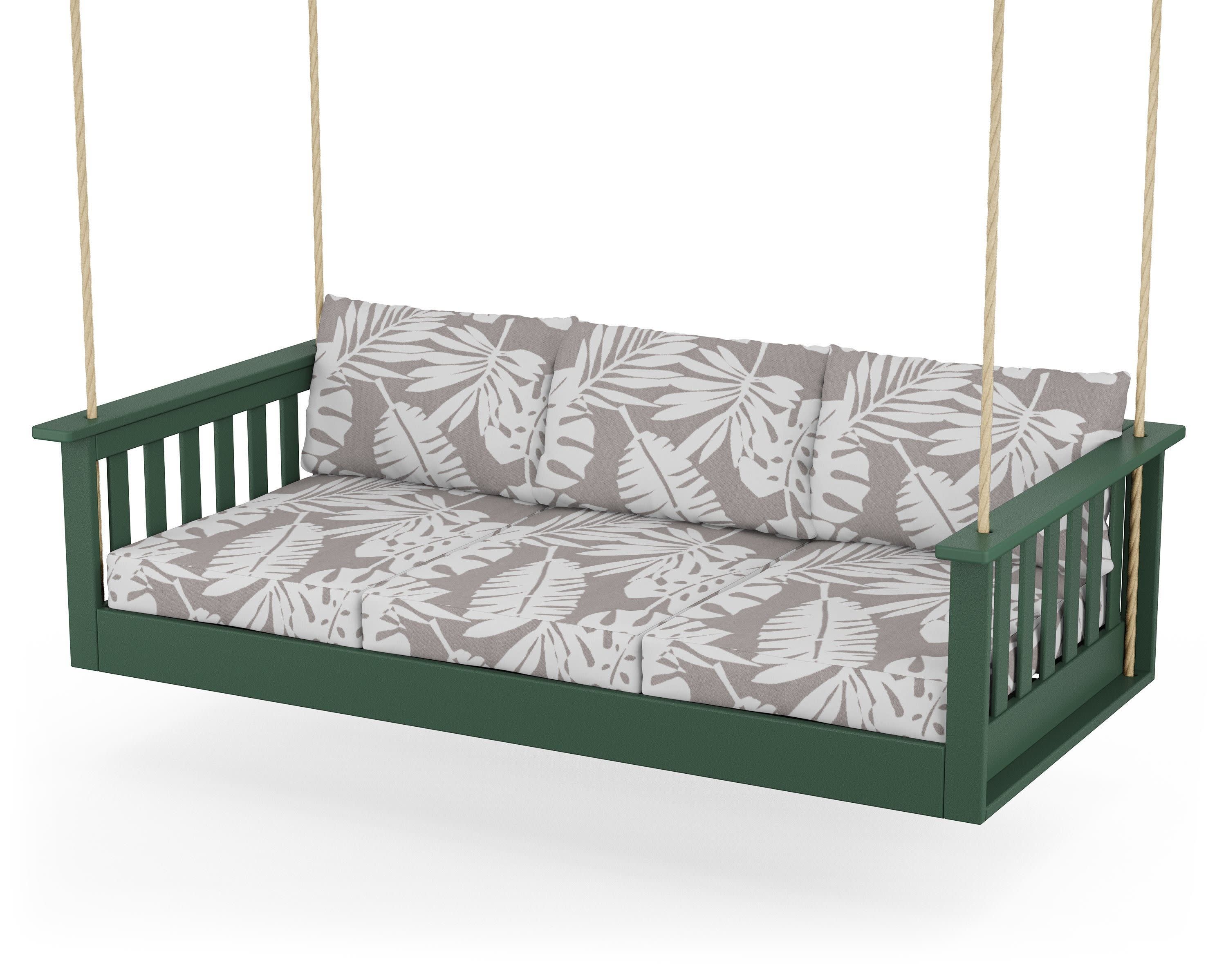Vineyard Daybed Swing in Green / Leaf Grey Mist