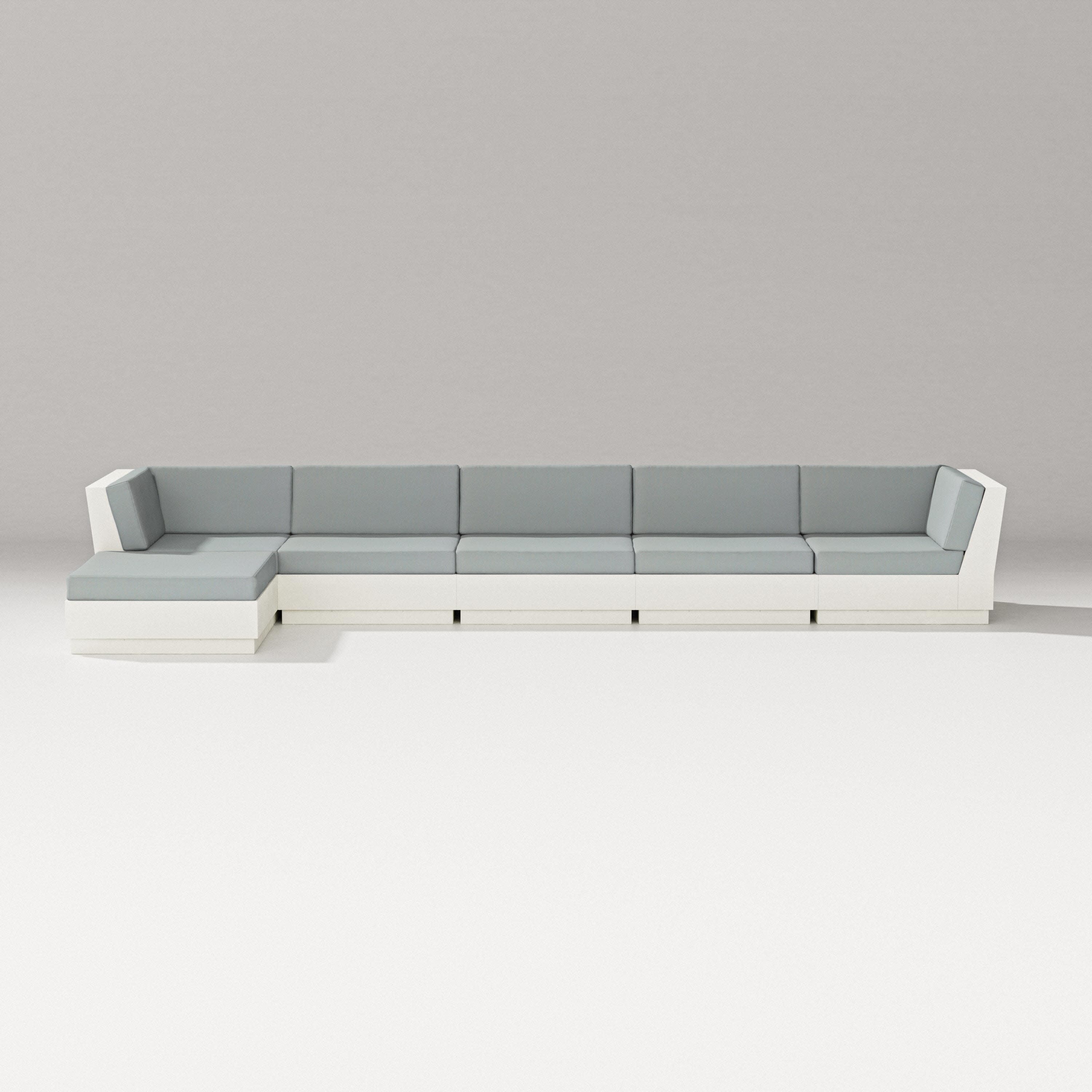 Elevate 6-Piece Chaise Sectional in Vintage White / Spa