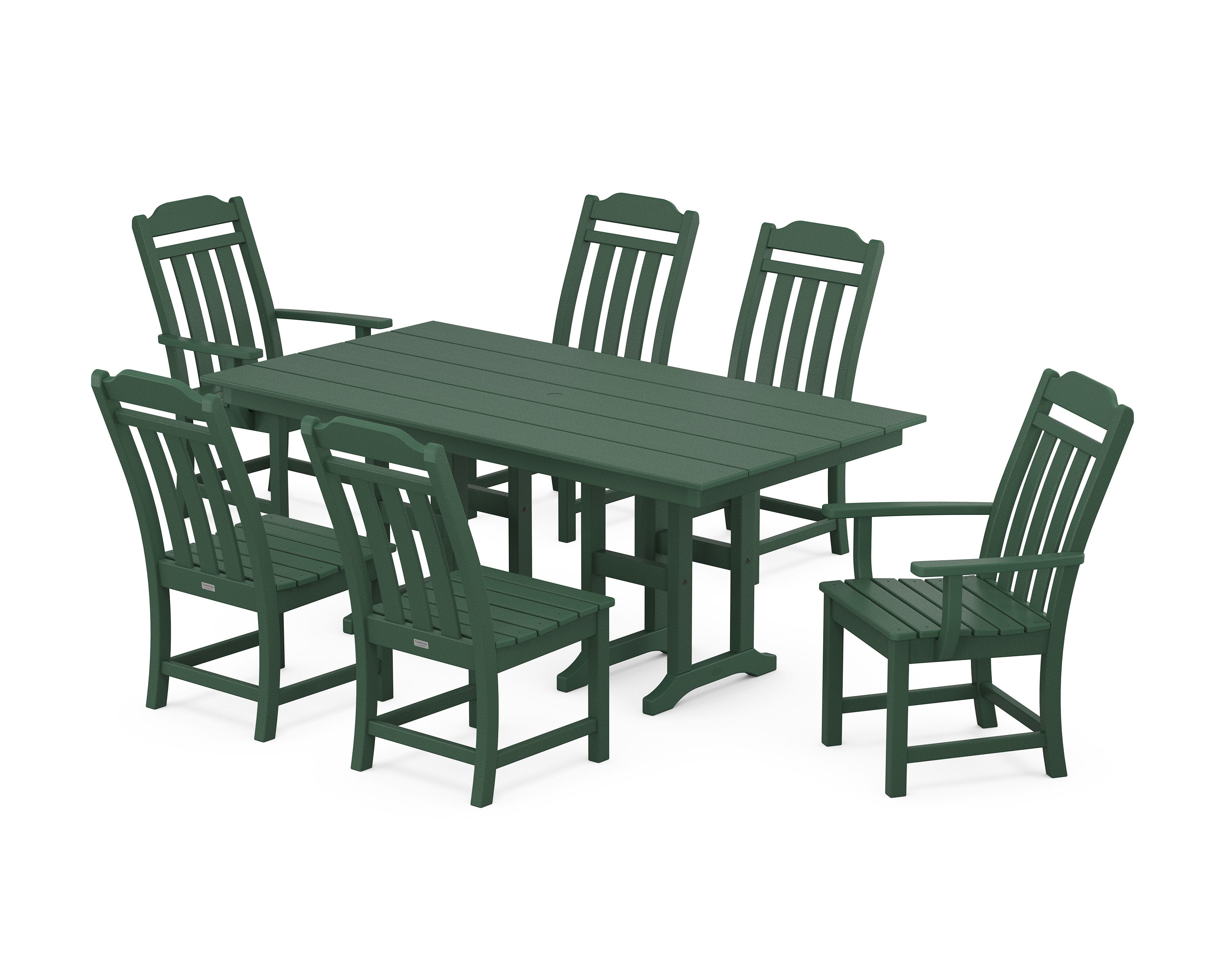 Cottage 7-Piece Farmhouse Dining Set in Green