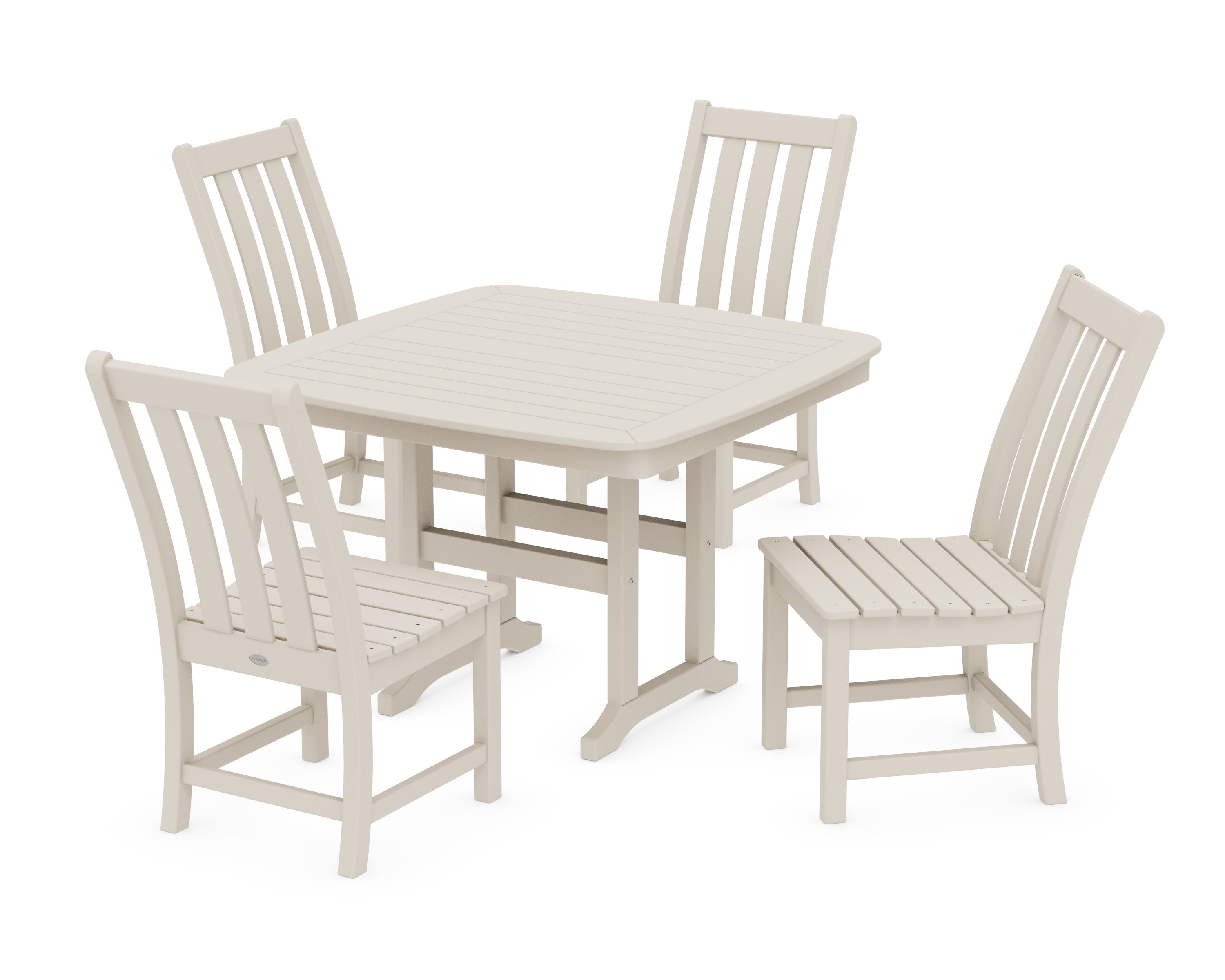 Vineyard Side Chair 5-Piece Dining Set with Trestle Legs in Sand
