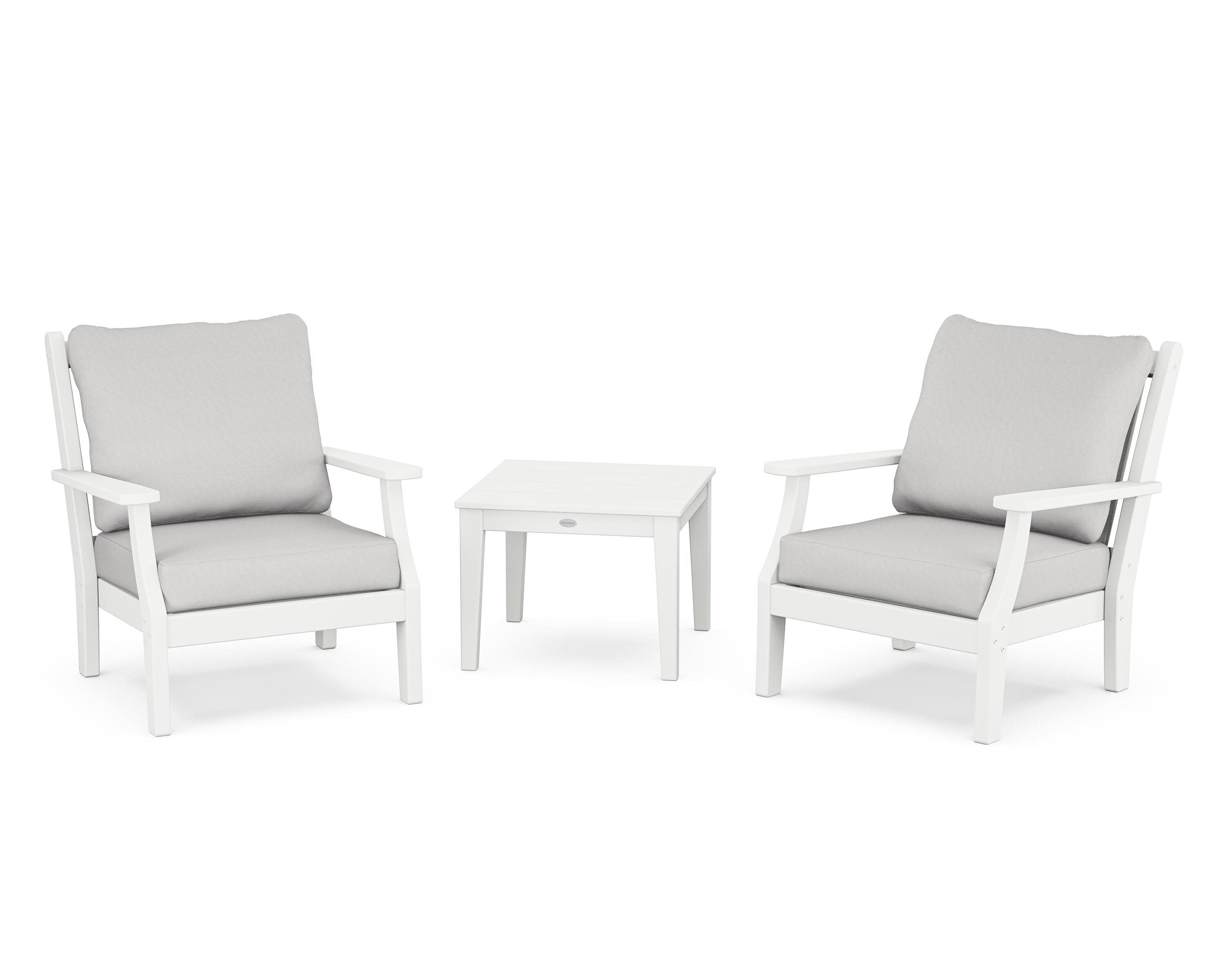 Wovendale 3-Piece Deep Seating Set in White / Diamond in the Rough