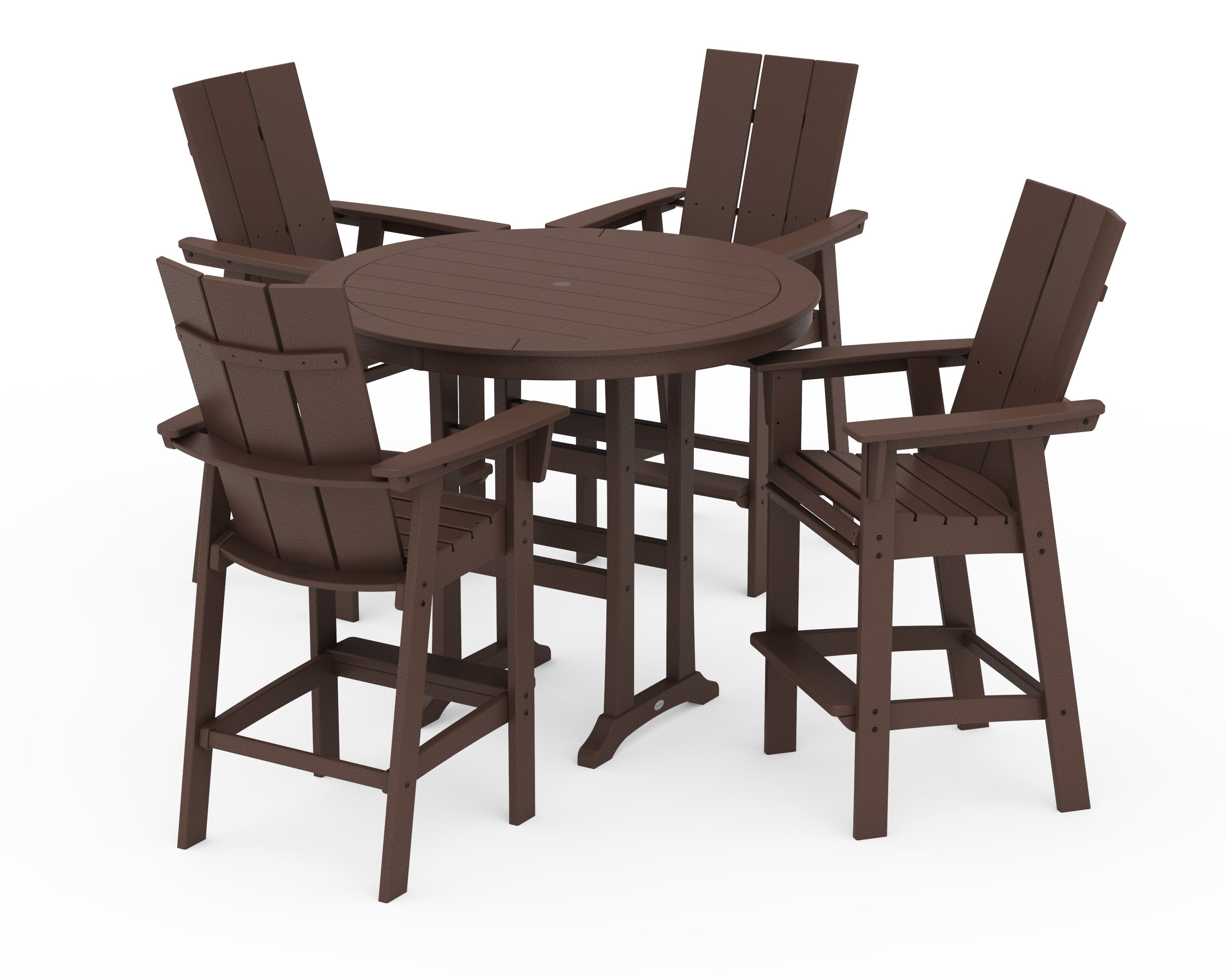 Modern Curveback Adirondack 5-Piece Nautical Trestle Bar Set in Mahogany