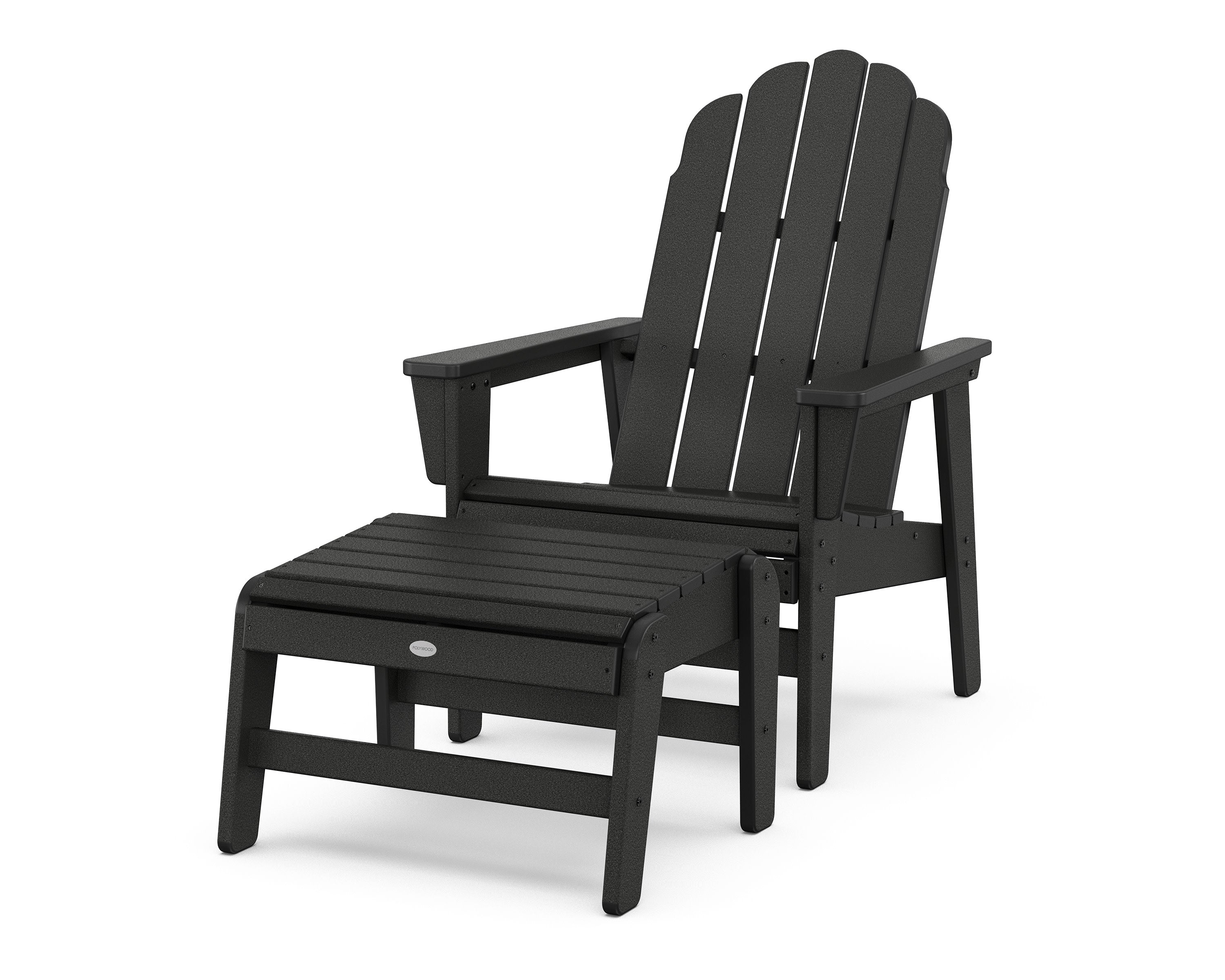 Vineyard Grand Upright Adirondack Chair with Ottoman in Black