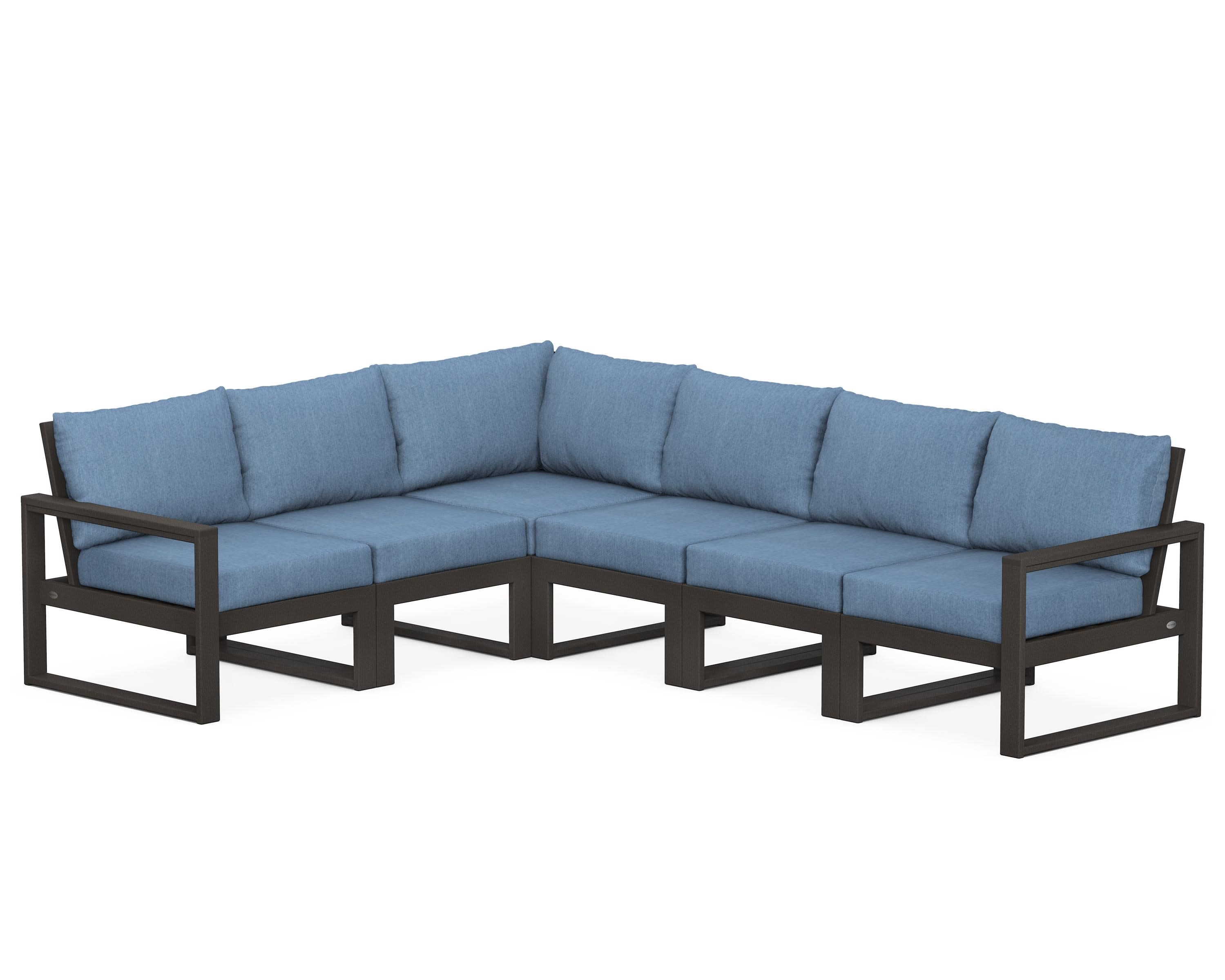 EDGE 6-Piece Modular Deep Seating Set in Vintage Coffee / Sky Blue