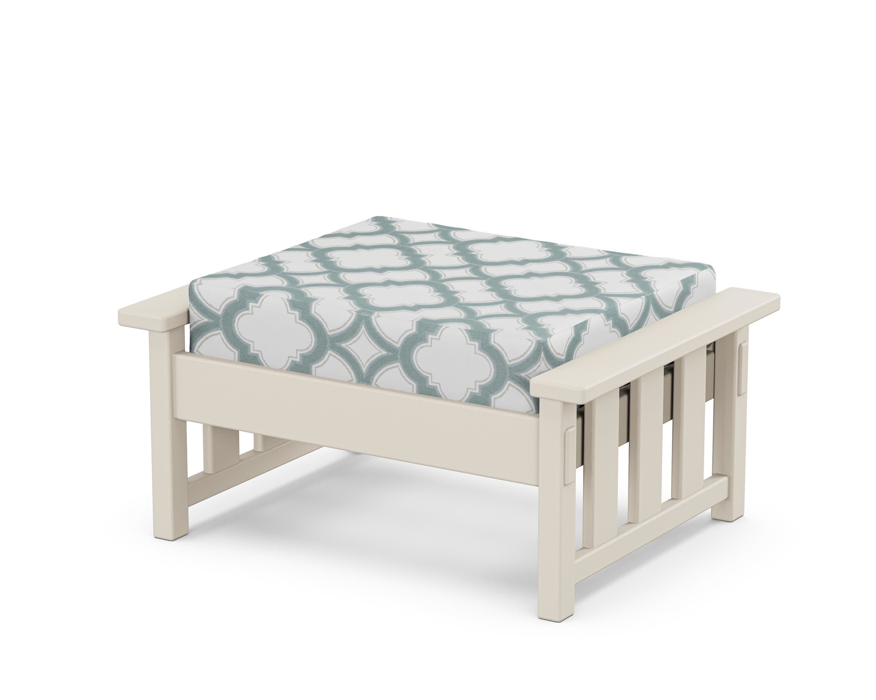 Acadia Deep Seating Ottoman in Sand / Trellis Glacier Spa