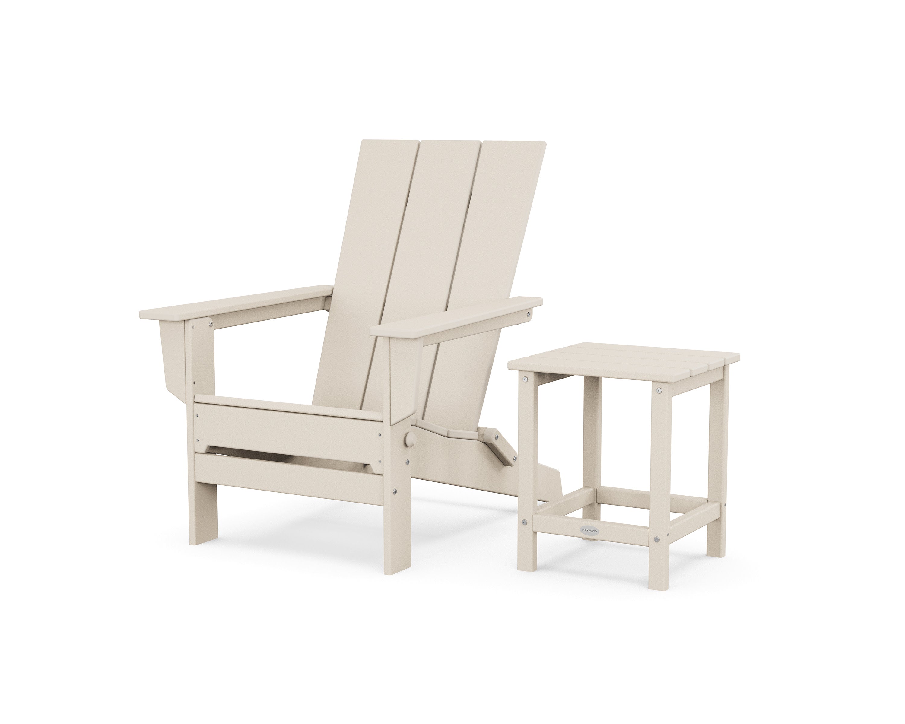 Modern Studio Folding Adirondack Chair with Side Table in Sand