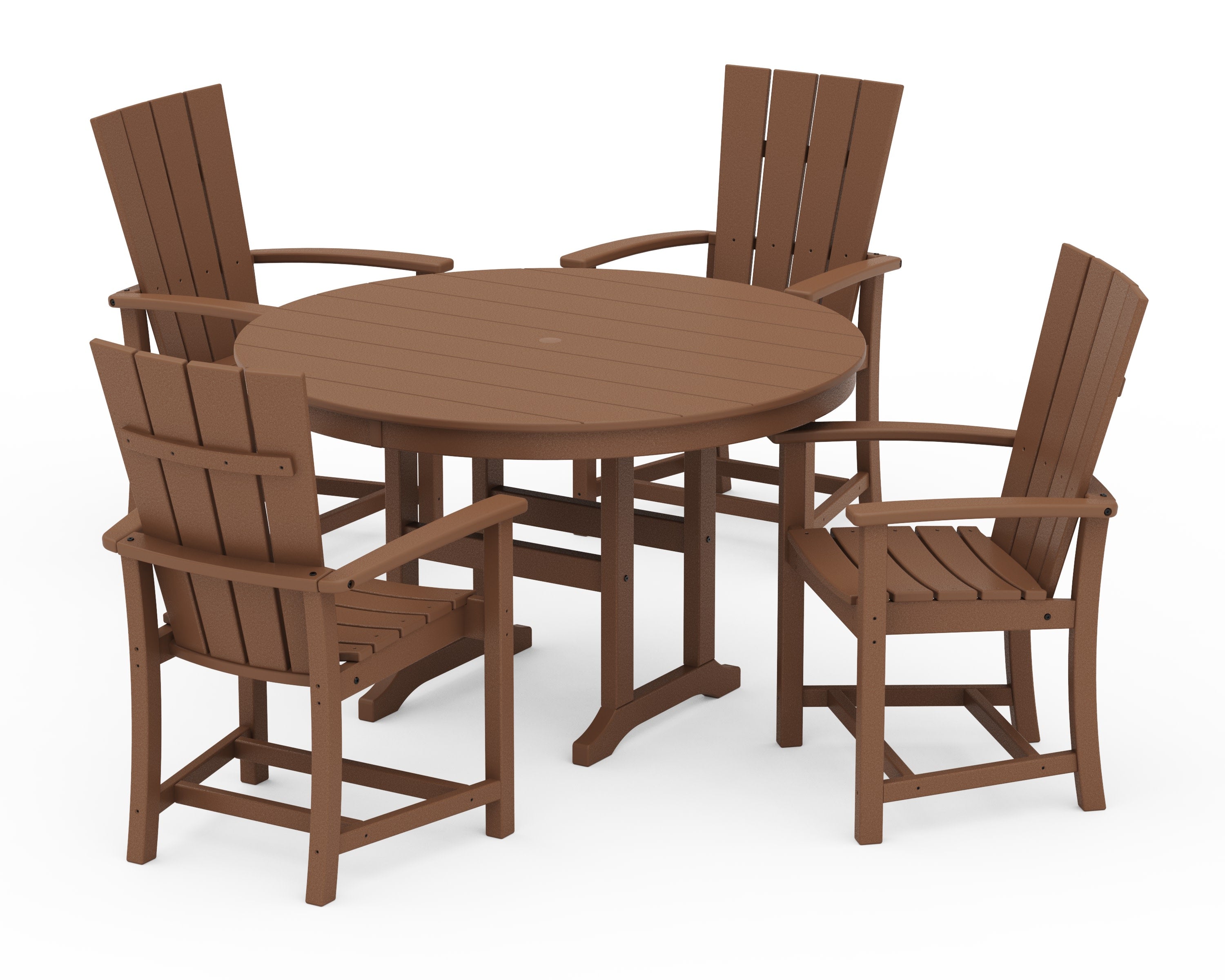 Quattro 5-Piece Round Farmhouse Dining Set in Teak