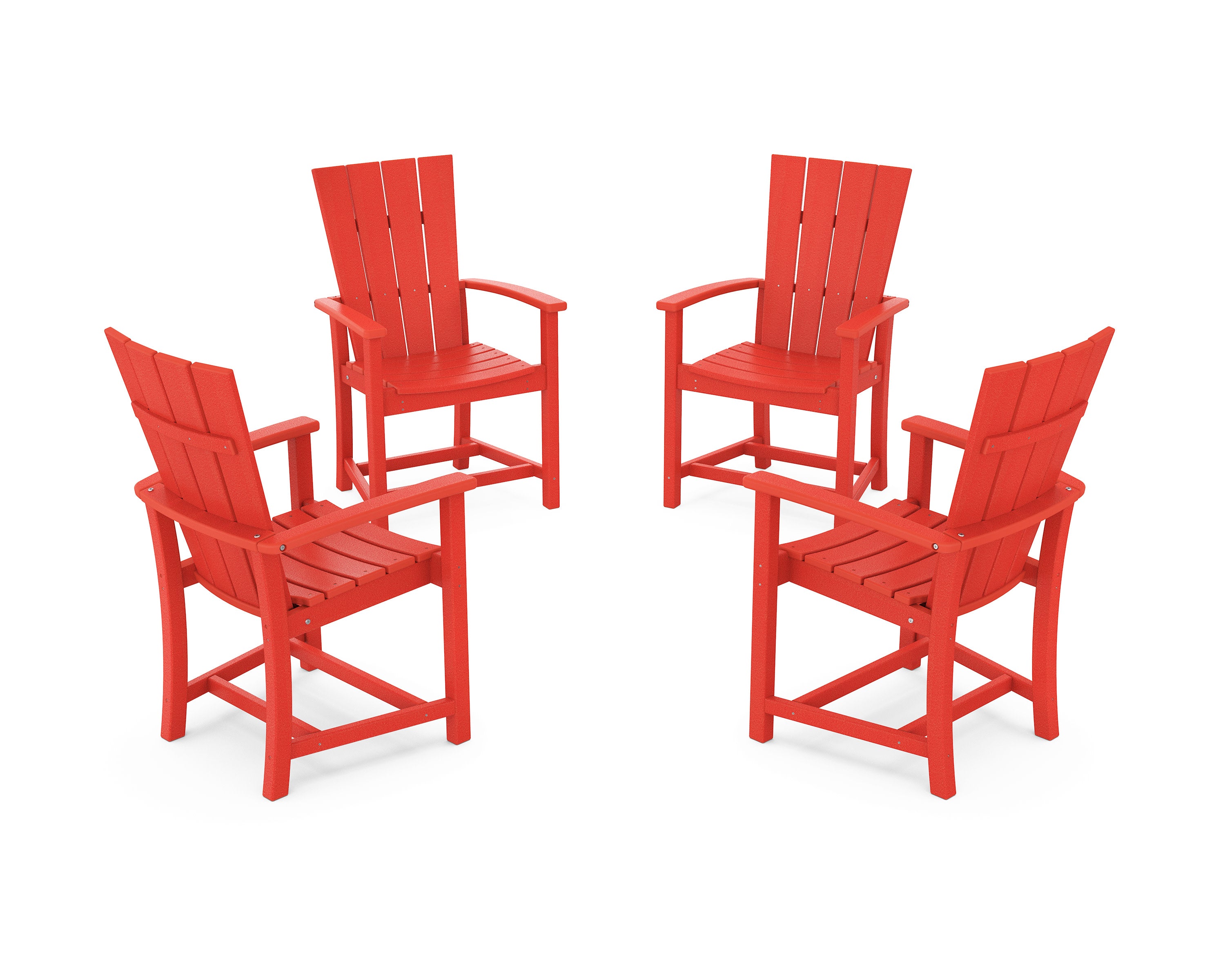 Quattro 4-Piece Upright Adirondack Conversation Set in Sunset Red