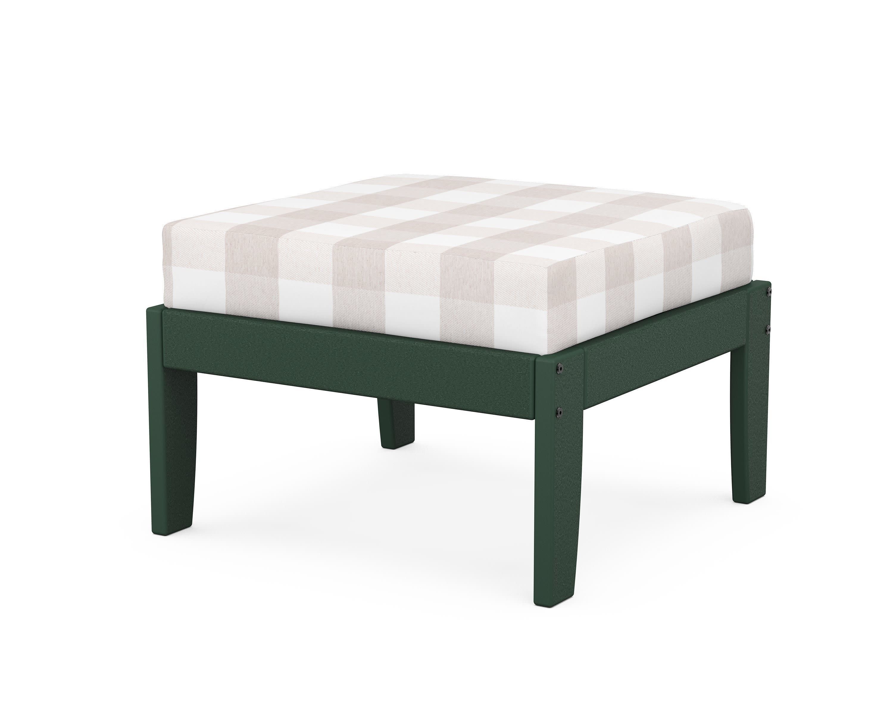 Modular Ottoman - Classic in Green / Buffalo Plaid Dune Burlap
