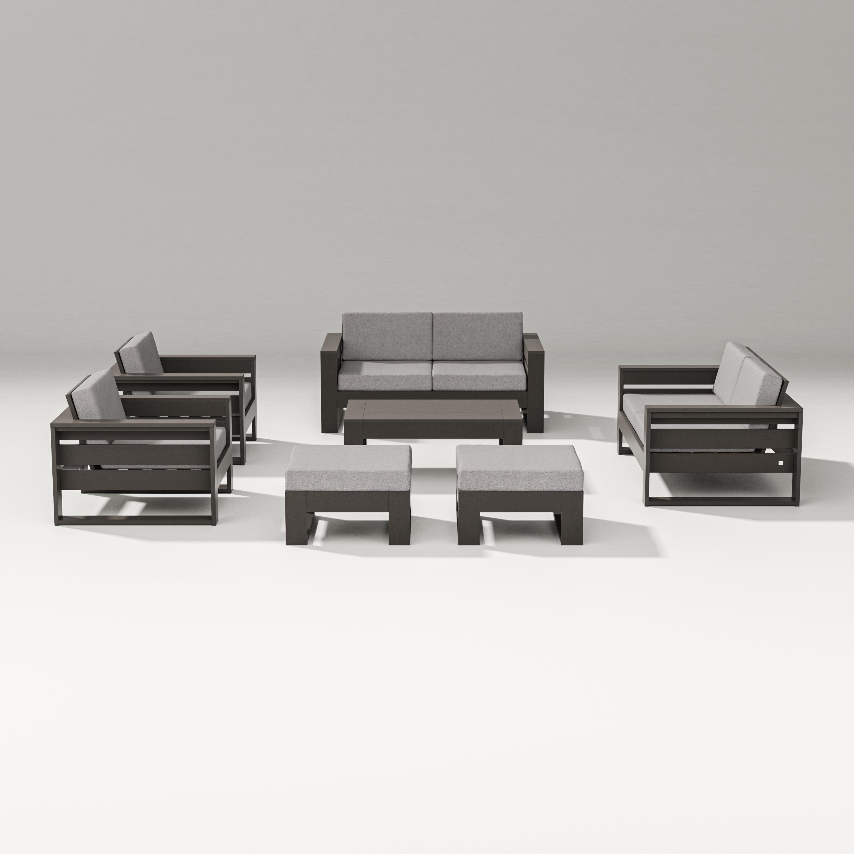 Latitude 7-Piece Lounge Loveseat Set in Vintage Coffee / Grey Mist