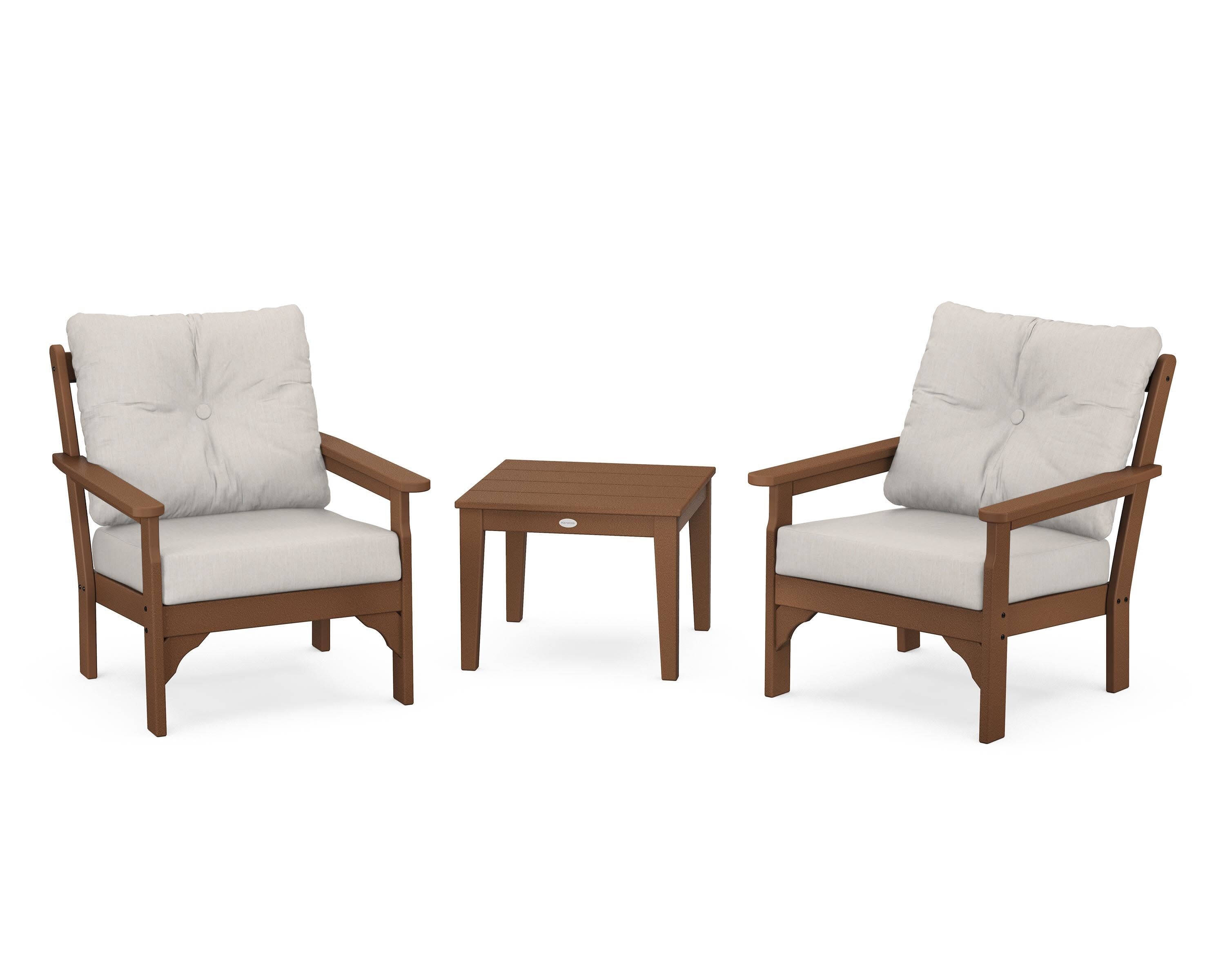 Vineyard 3-Piece Deep Seating Set in Teak / Cast Ash