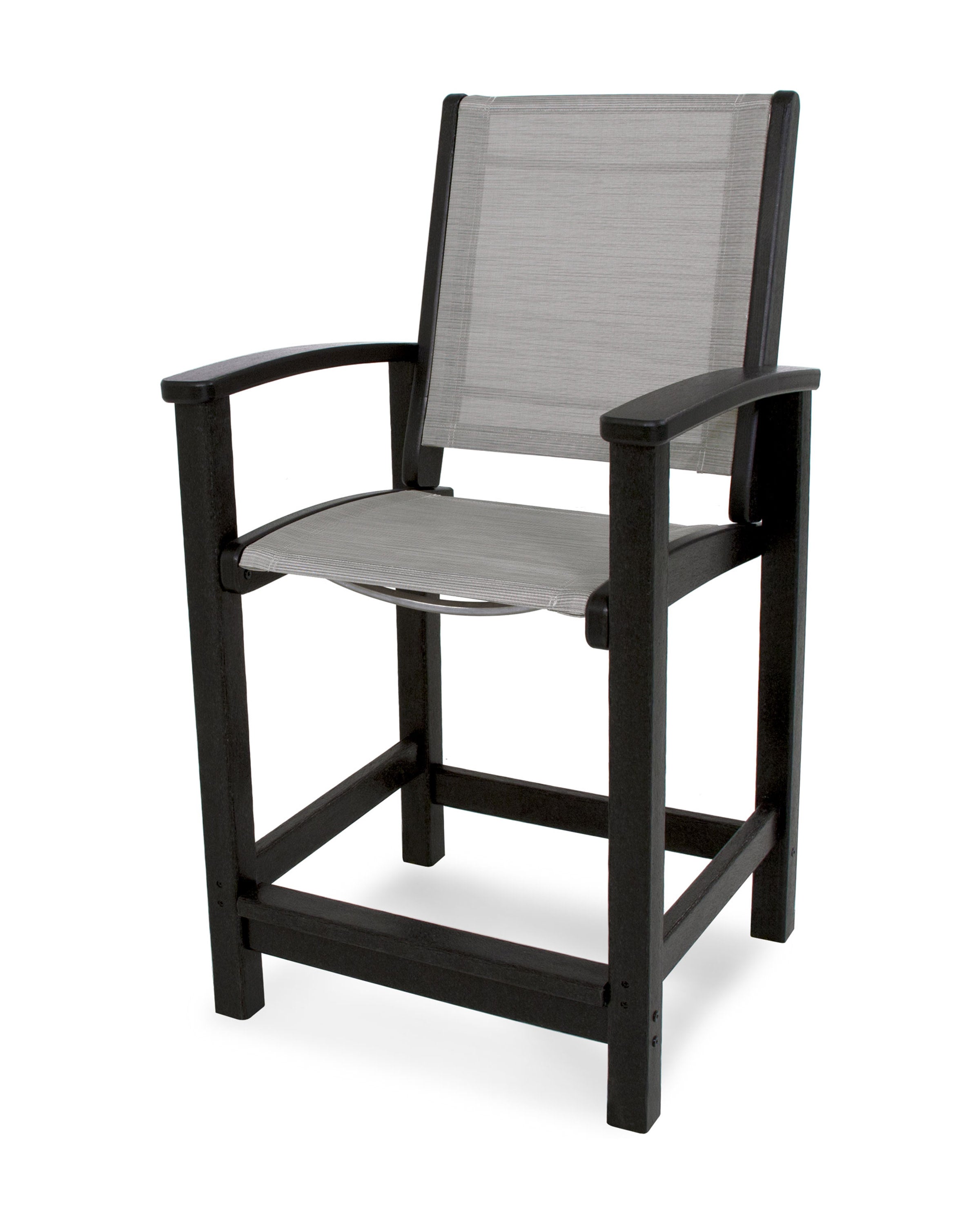 Coastal Counter Chair in Black / Metallic Sling