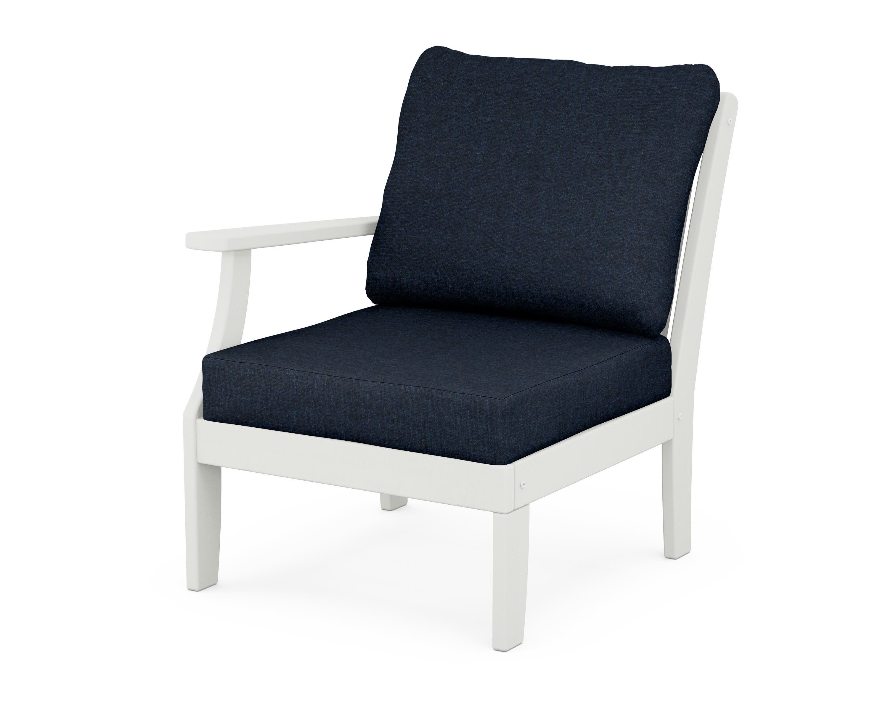 Braxton Modular Left Arm Chair in Vintage White / Marine Indigo