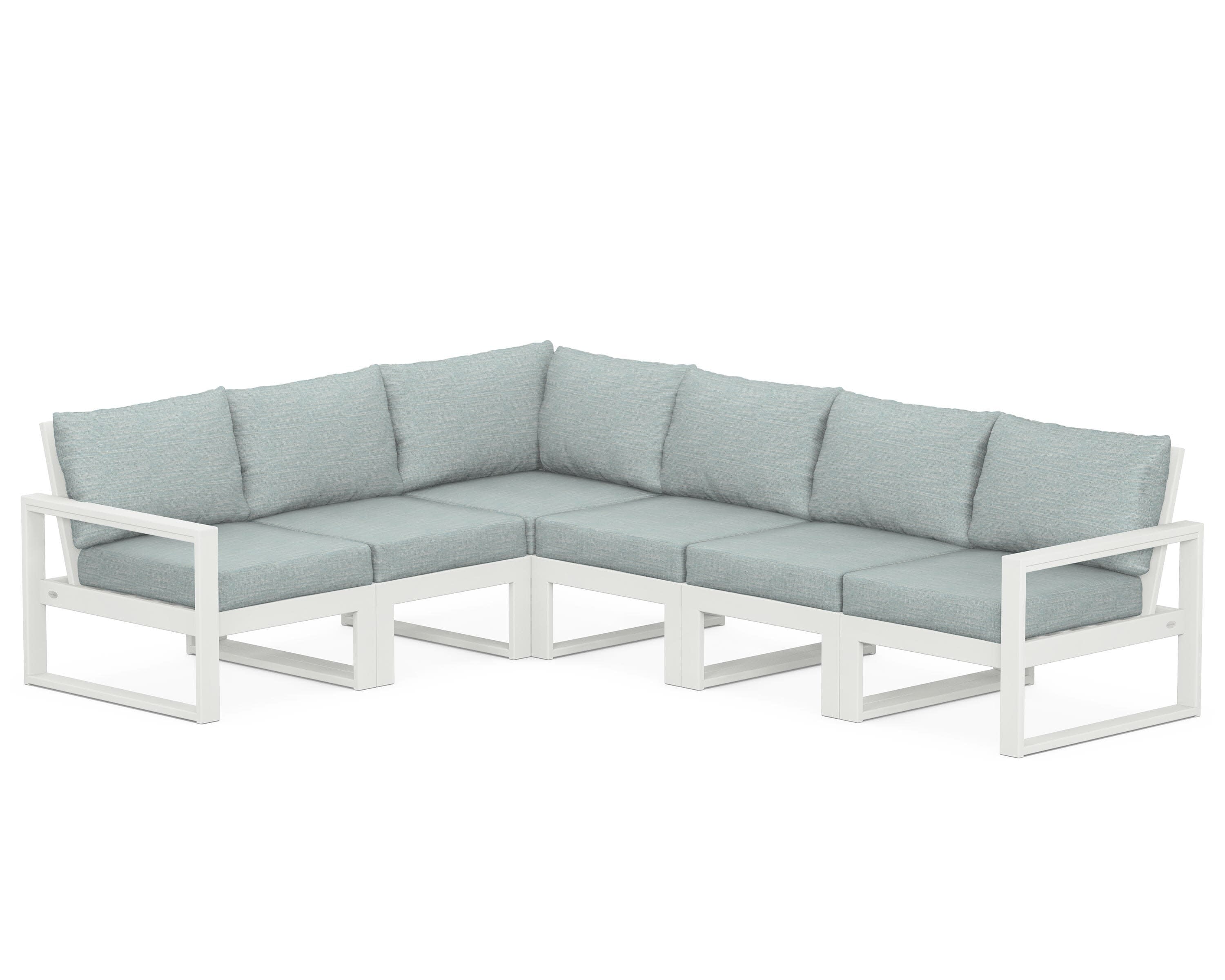 EDGE 6-Piece Modular Deep Seating Set in Vintage White / Soothe Mist