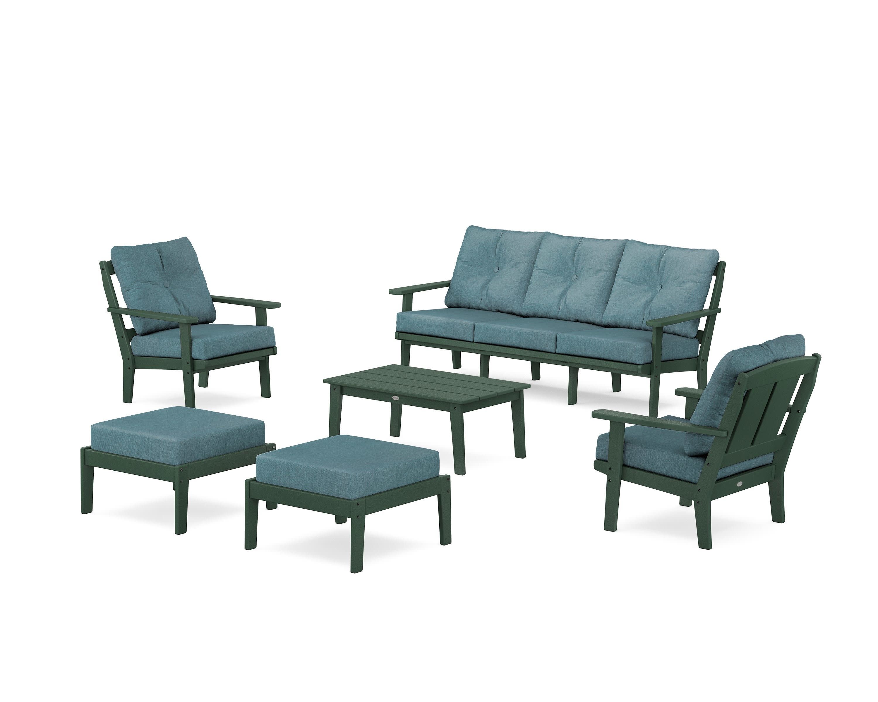 Mission 6-Piece Lounge Sofa Set in Green / Ocean Teal