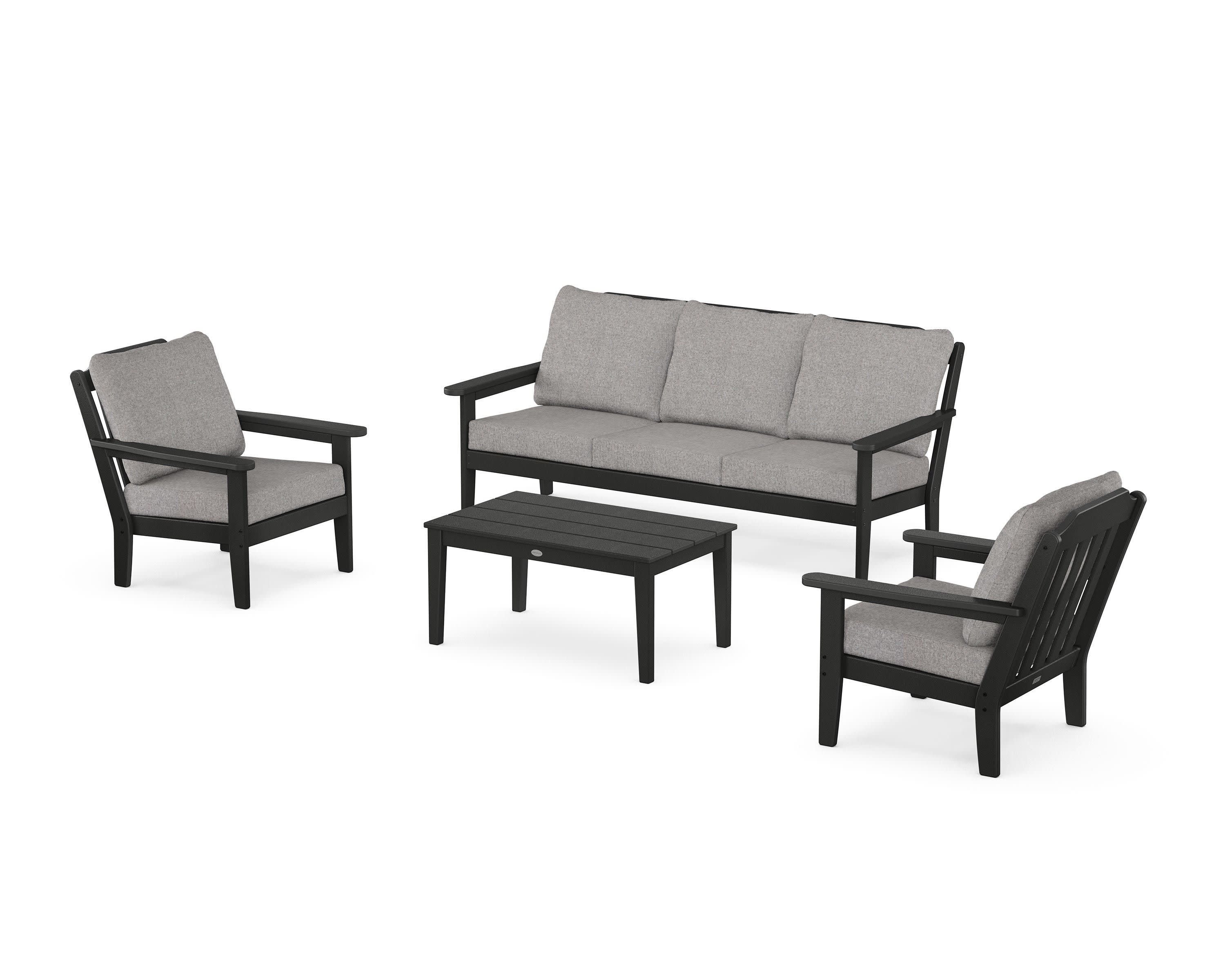Cottage 4-Piece Deep Seating Set with Sofa in Black / Grey Mist