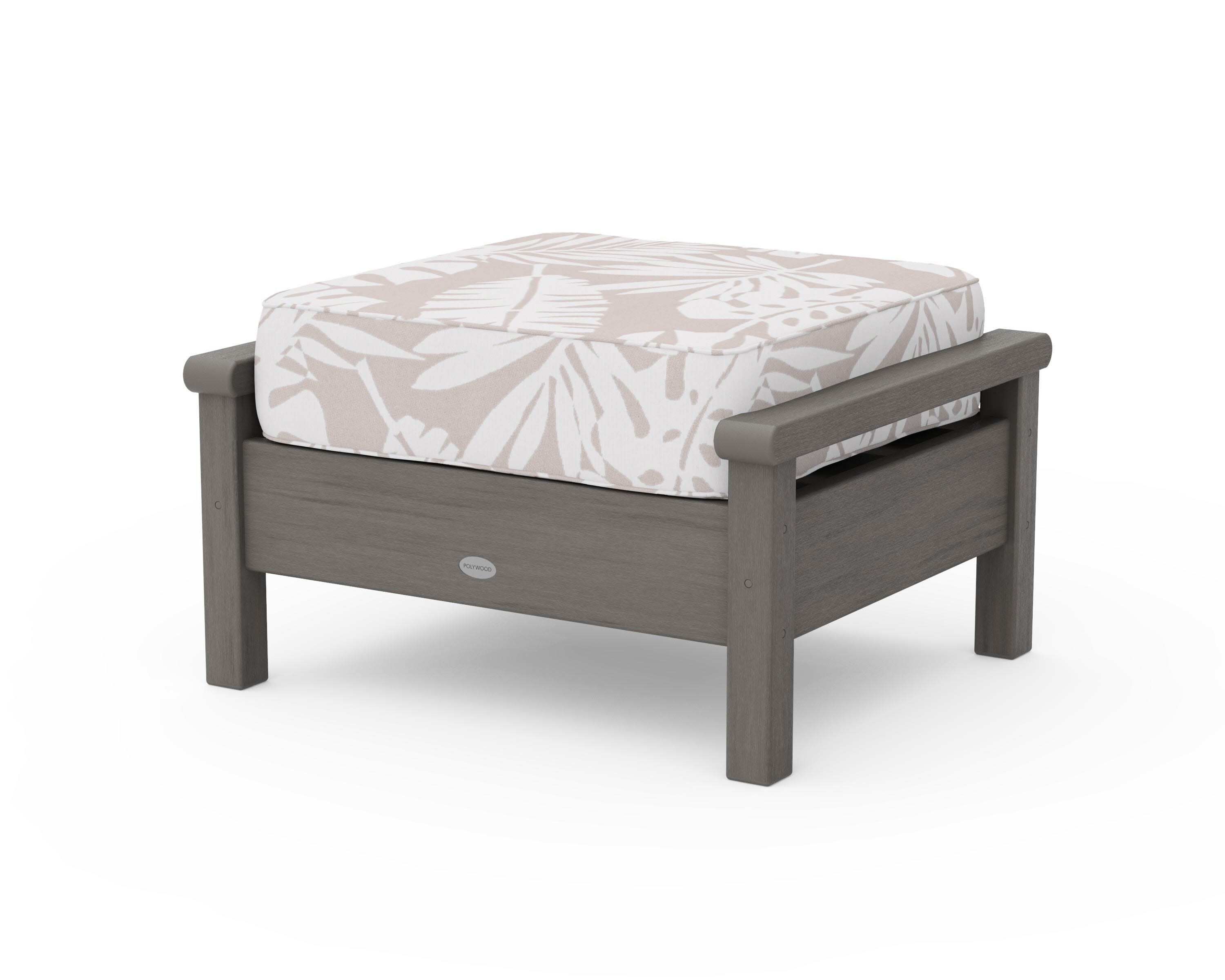 Harbour Deep Seating Ottoman in Driftwood / Leaf Dune Burlap