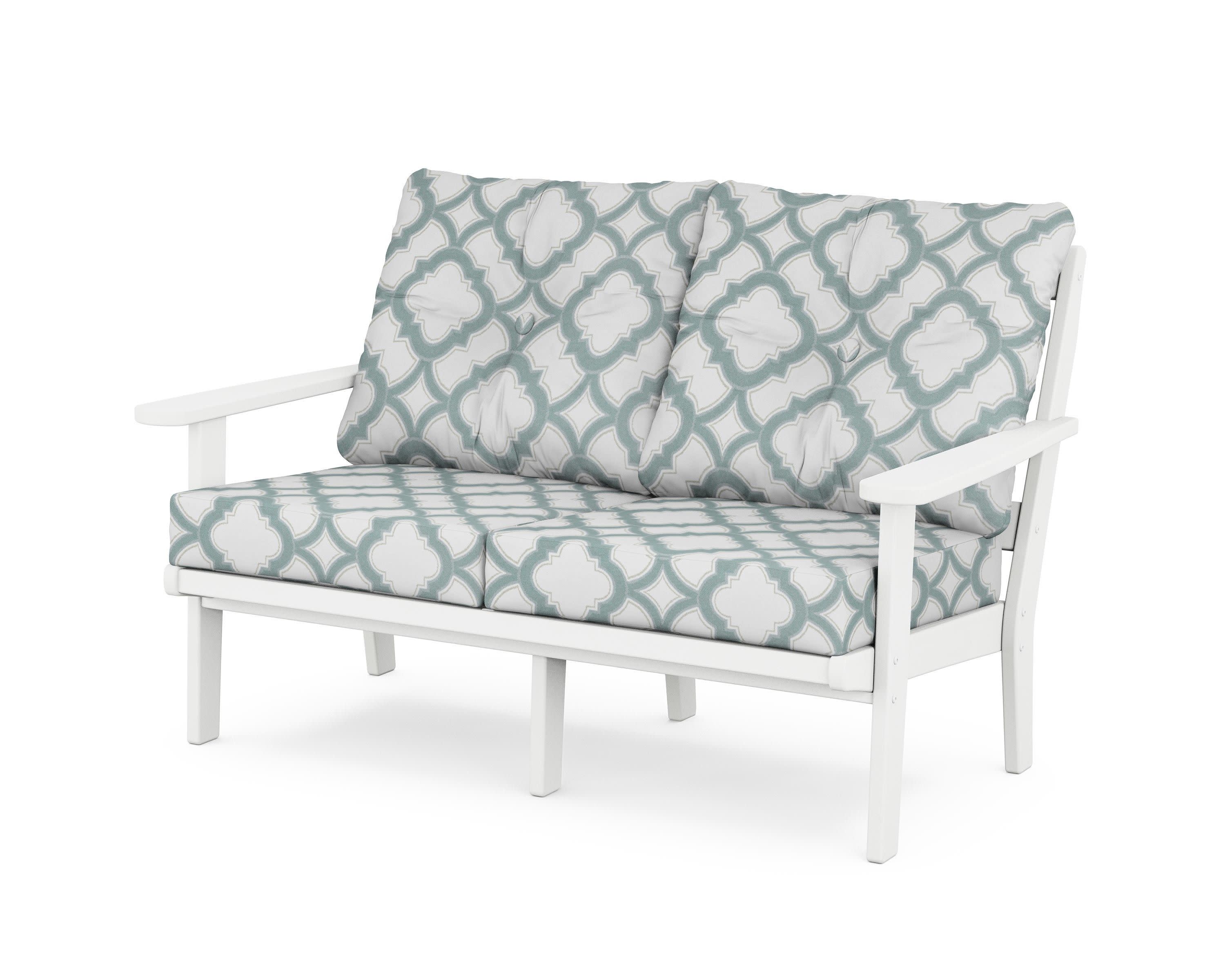 Mission Deep SeatingLoveseat in White / Trellis Glacier Spa