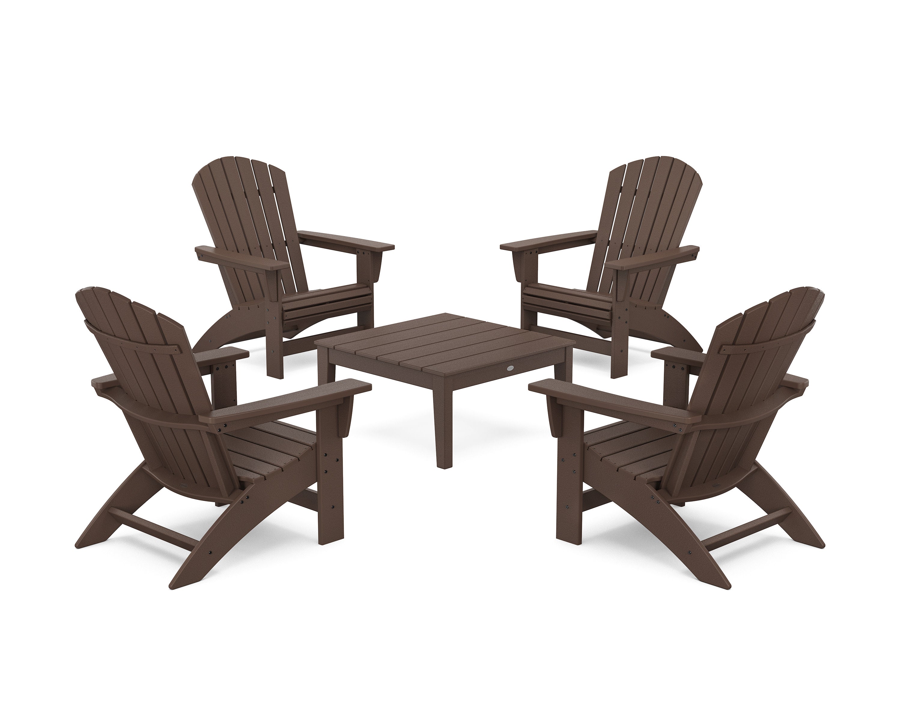5-Piece Nautical Grand Adirondack Chair Conversation Group in Mahogany