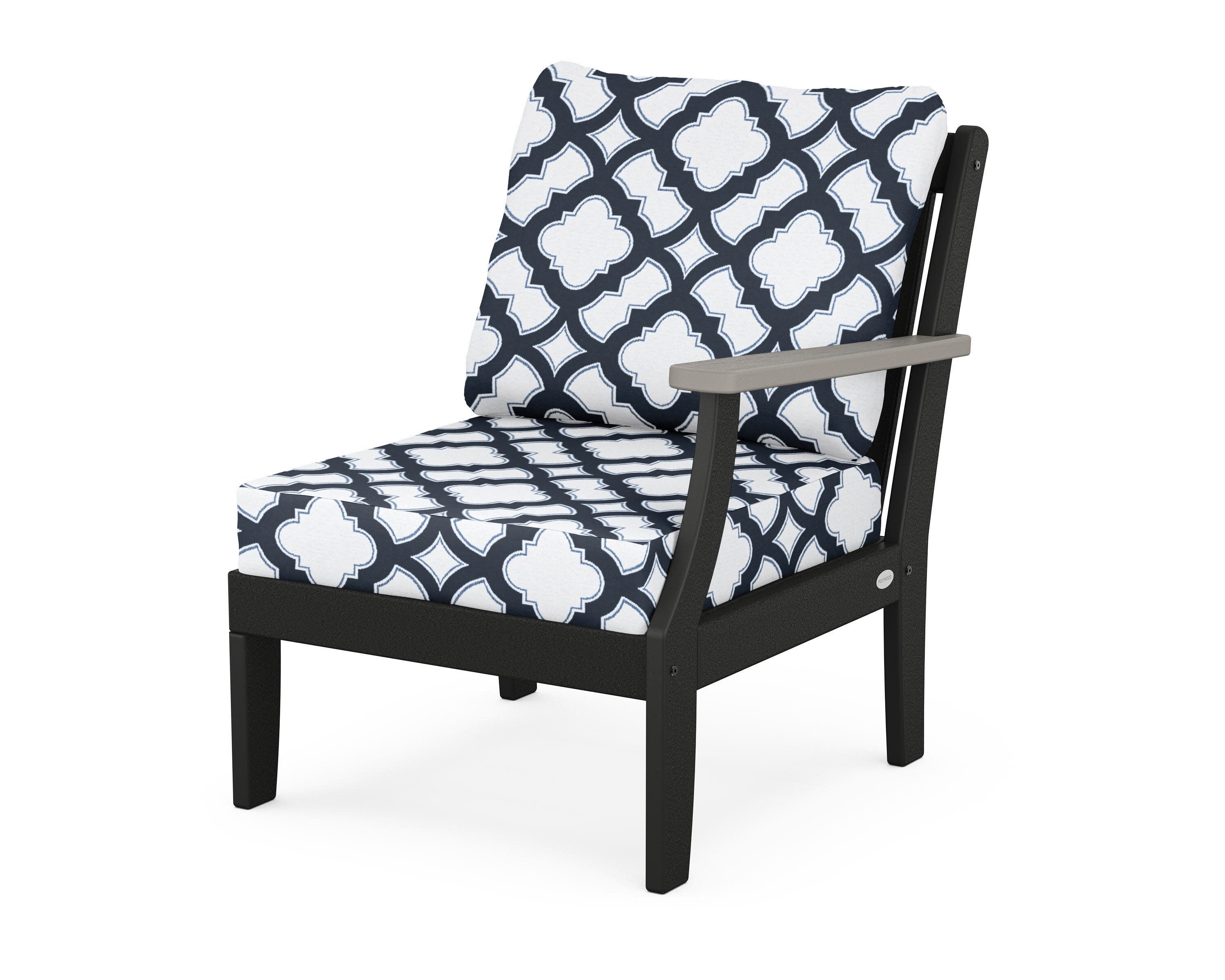 Braxton Modular Right Arm Chair in Black / Driftwood / Trellis Marine Indigo