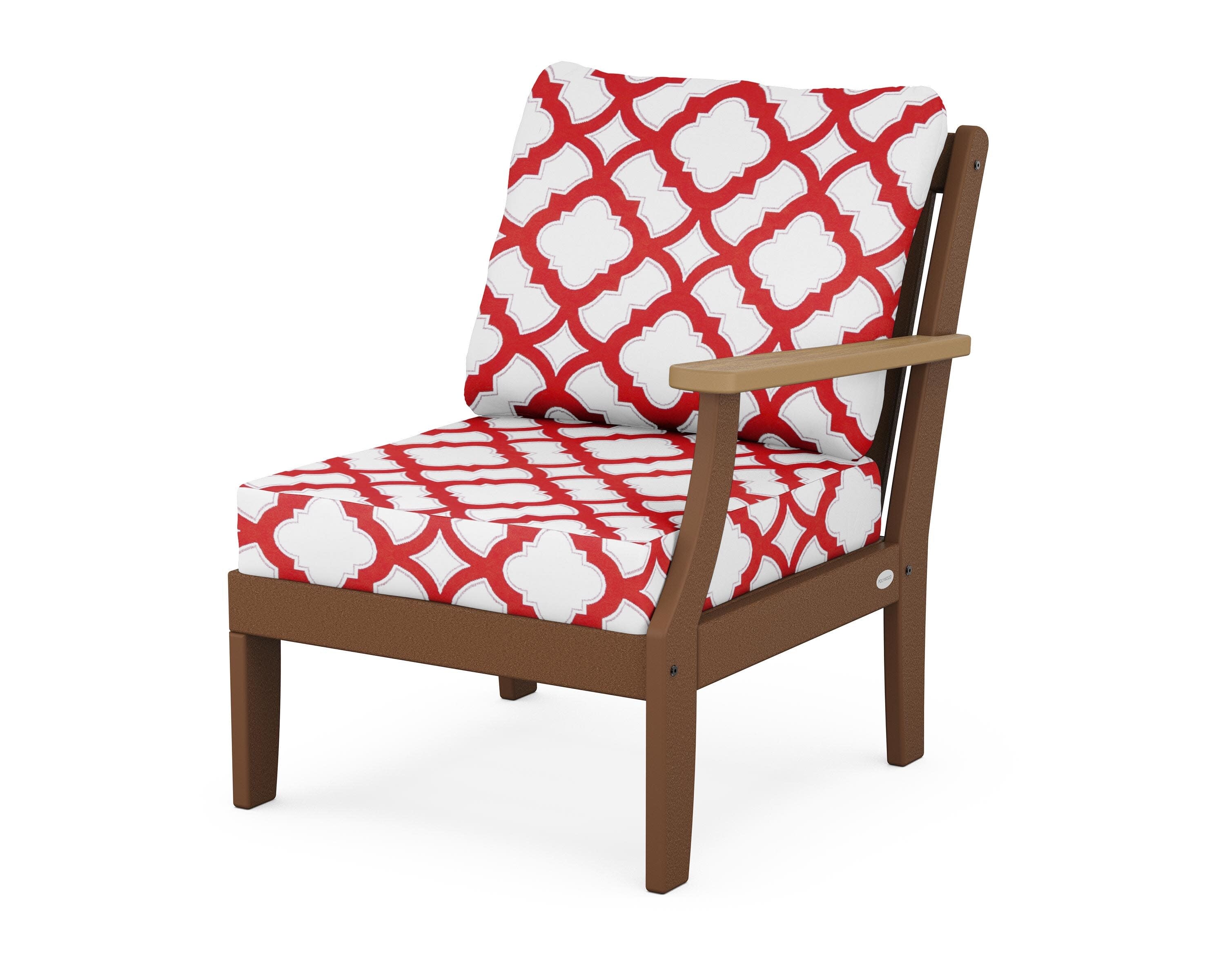 Braxton Modular Right Arm Chair in Teak / Natural / Trellis Crimson