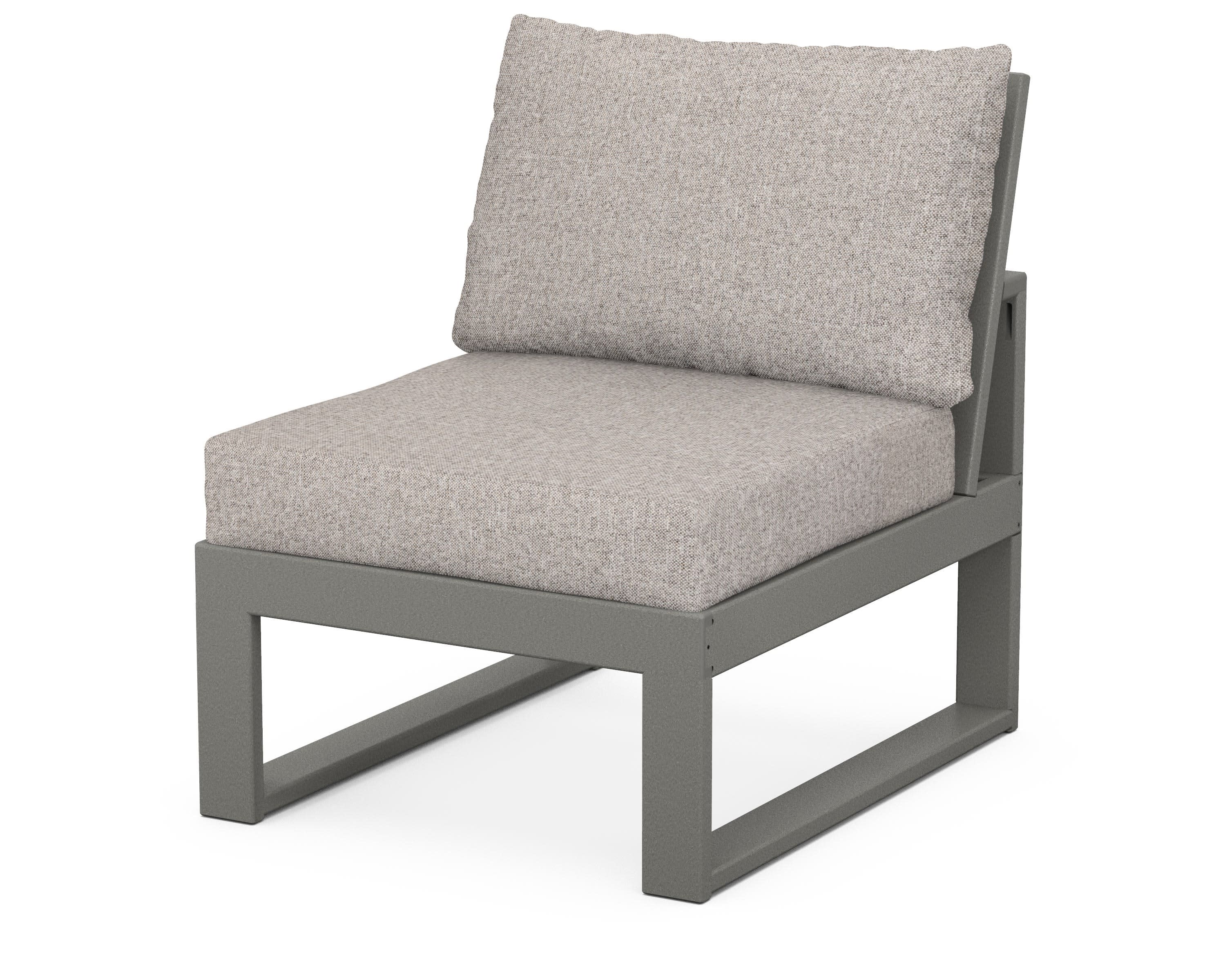 Modular Armless Chair in Slate Grey / Weathered Tweed