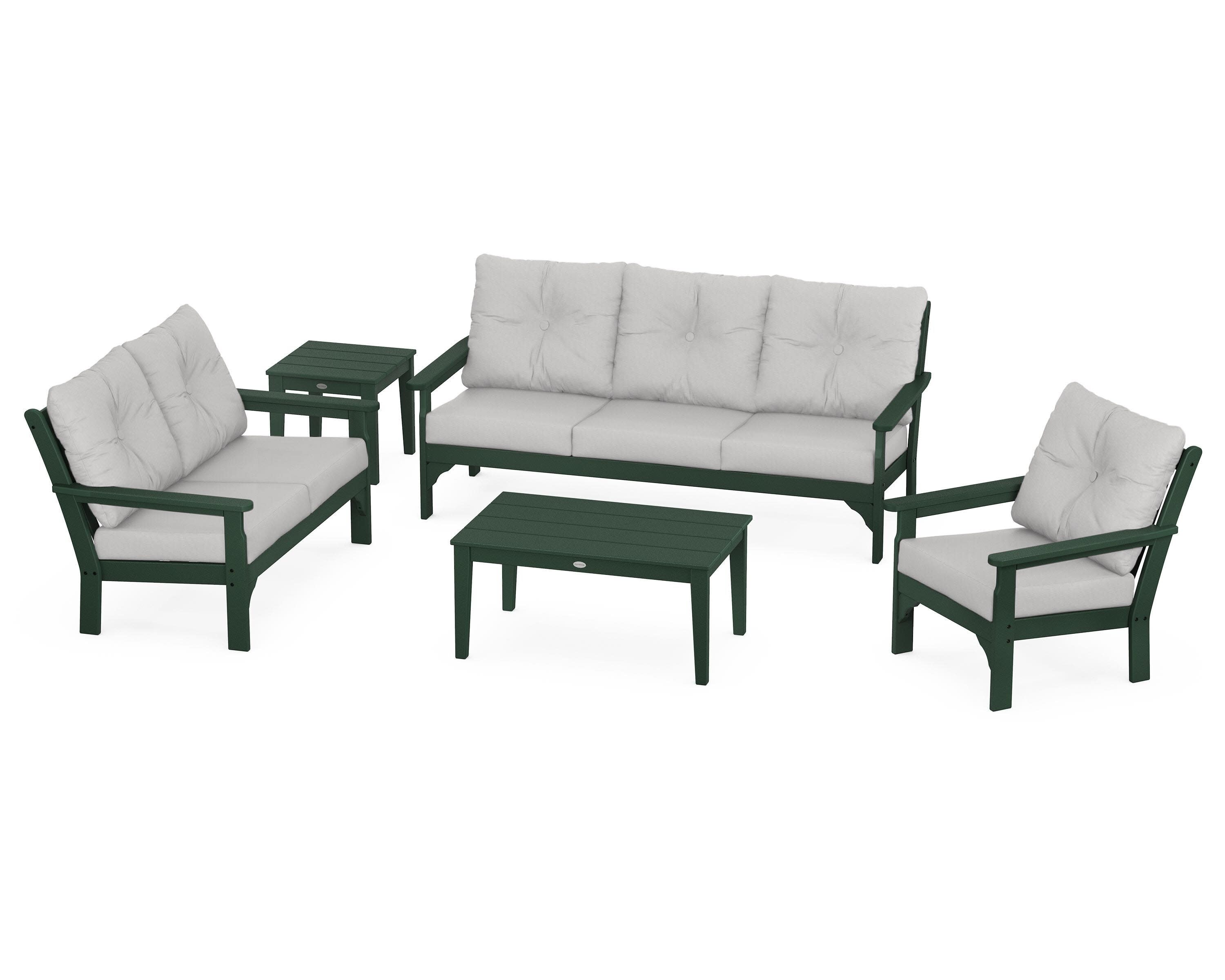 Vineyard 5 Piece Deep Seating Set in Green / Diamond in the Rough