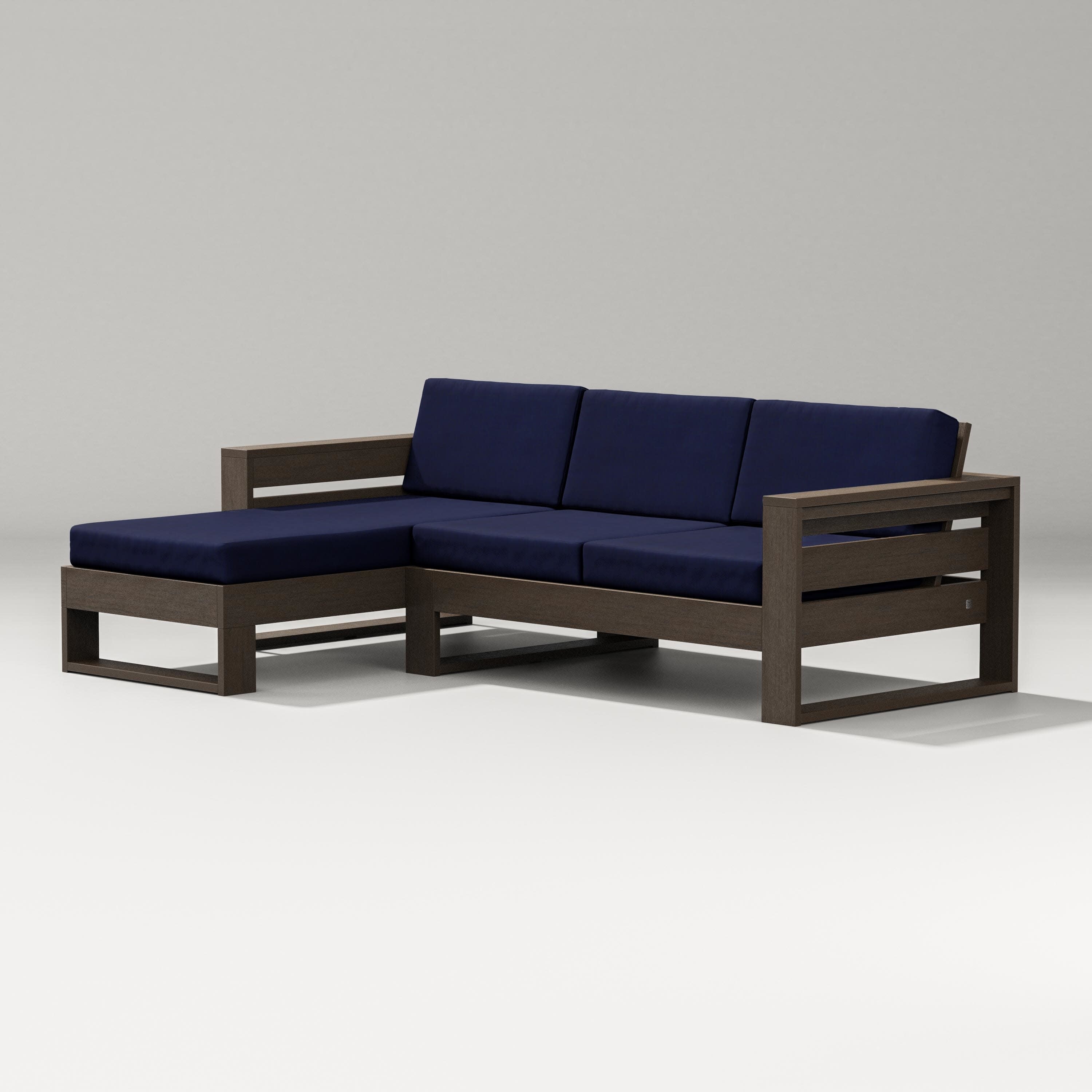 Latitude Left Chaise Sectional in Kona / Navy